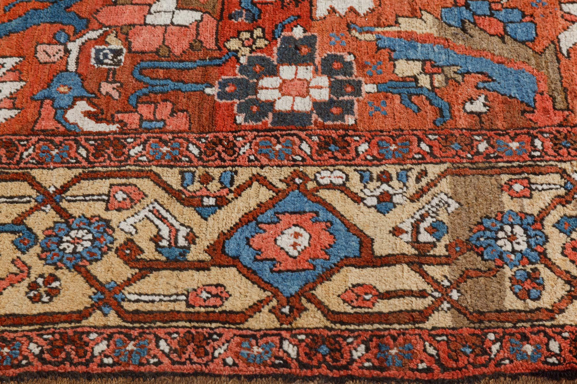Antique Persian Heriz Red Wool Rug In Good Condition For Sale In New York, NY