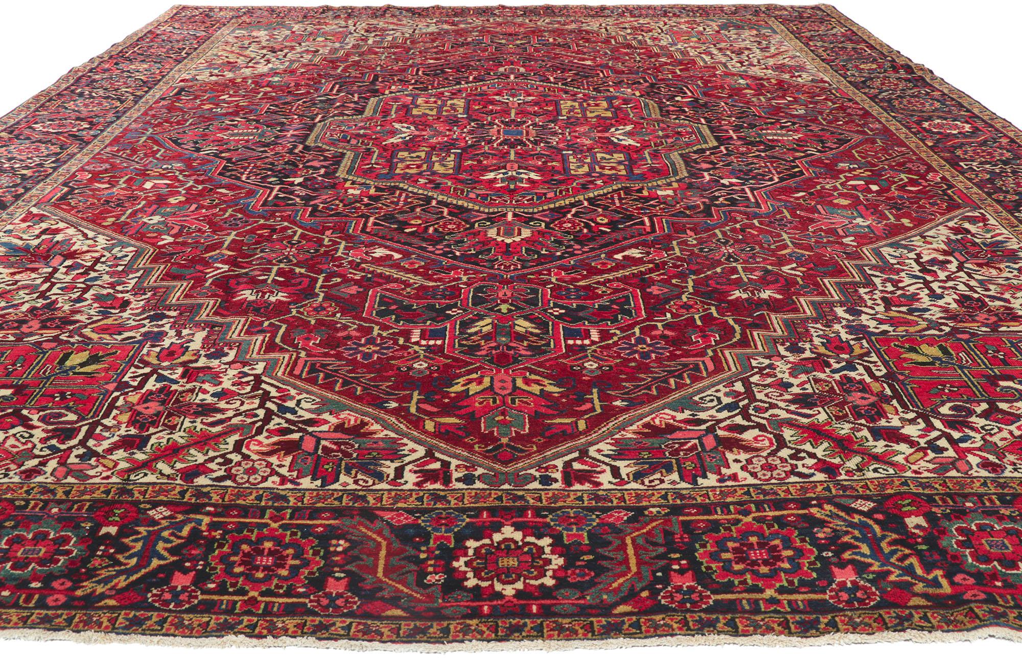 Heriz Serapi Antique Persian Heriz Room Size Rug For Sale