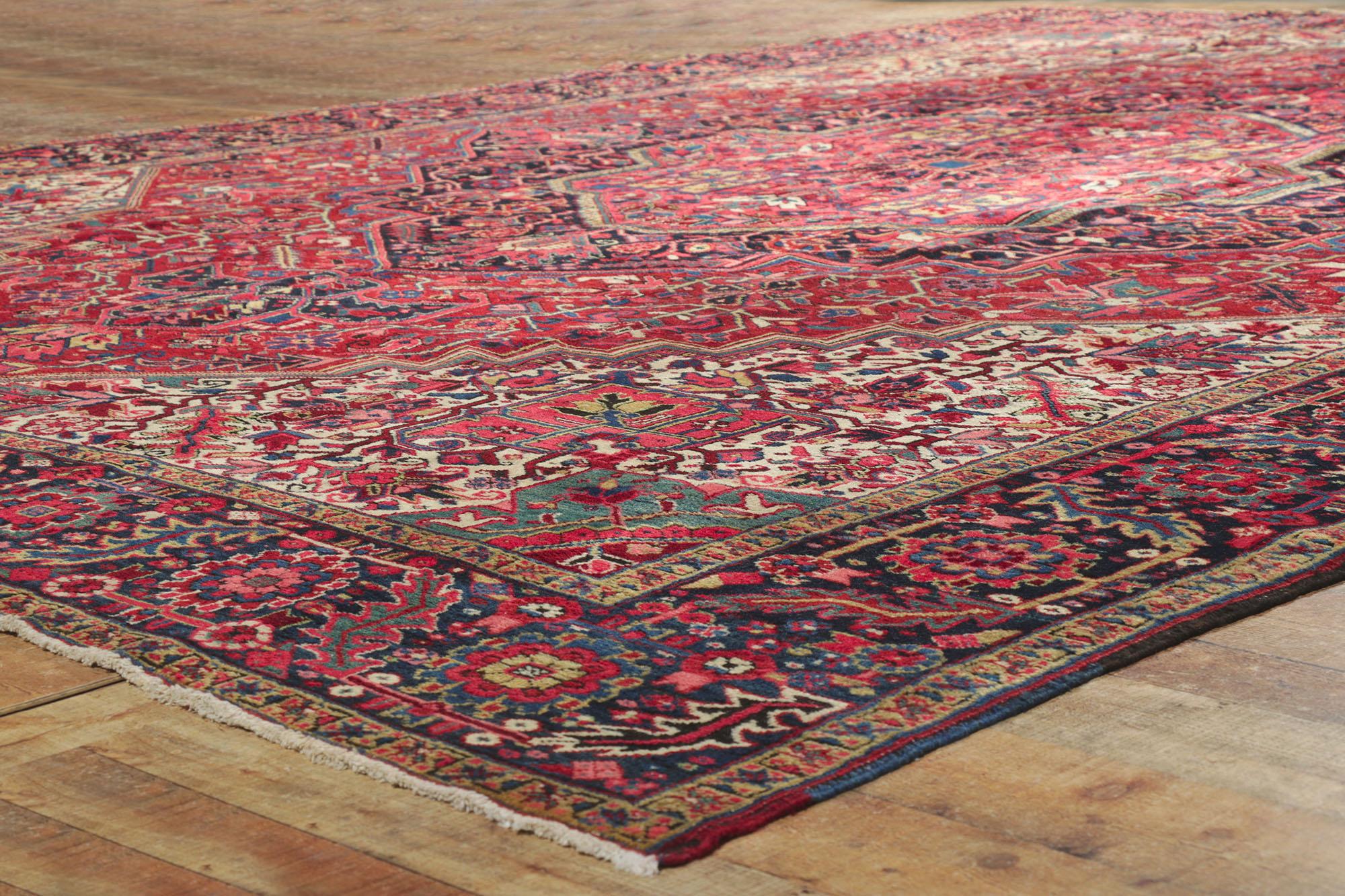 20th Century Antique Persian Heriz Room Size Rug For Sale
