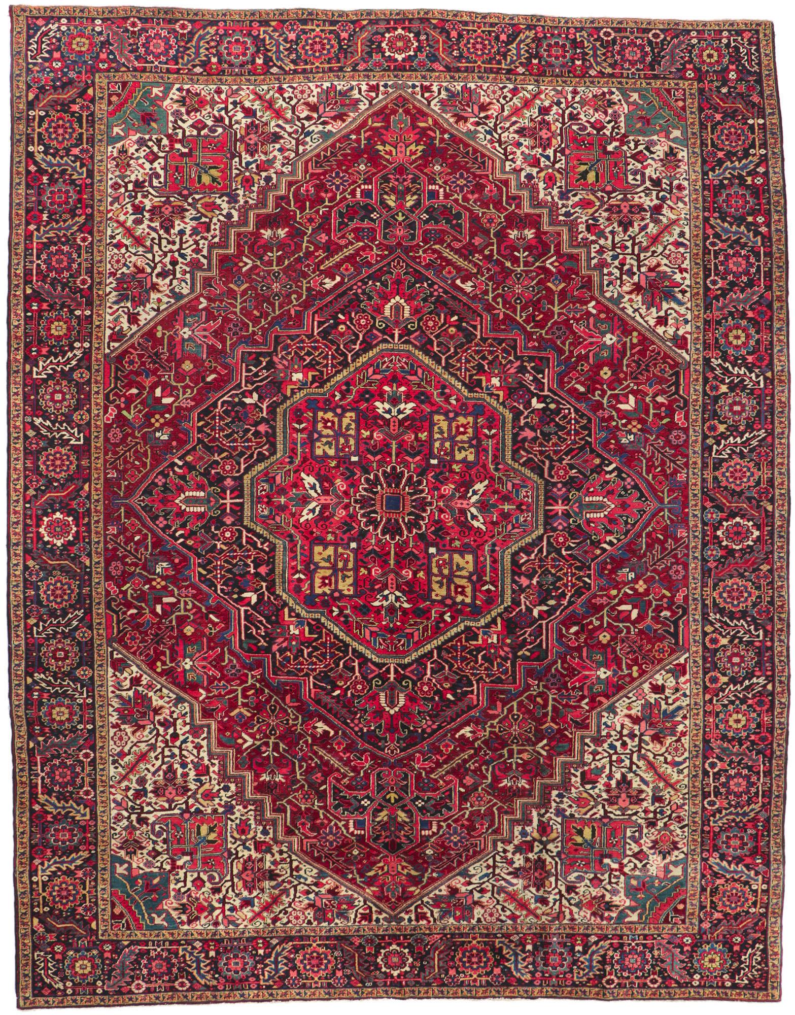 Antique Persian Heriz Room Size Rug For Sale 2