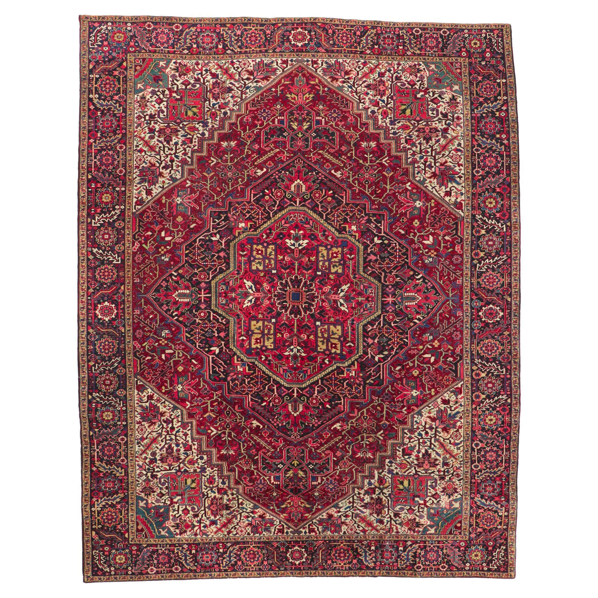 Antique Persian Heriz Room Size Rug For Sale