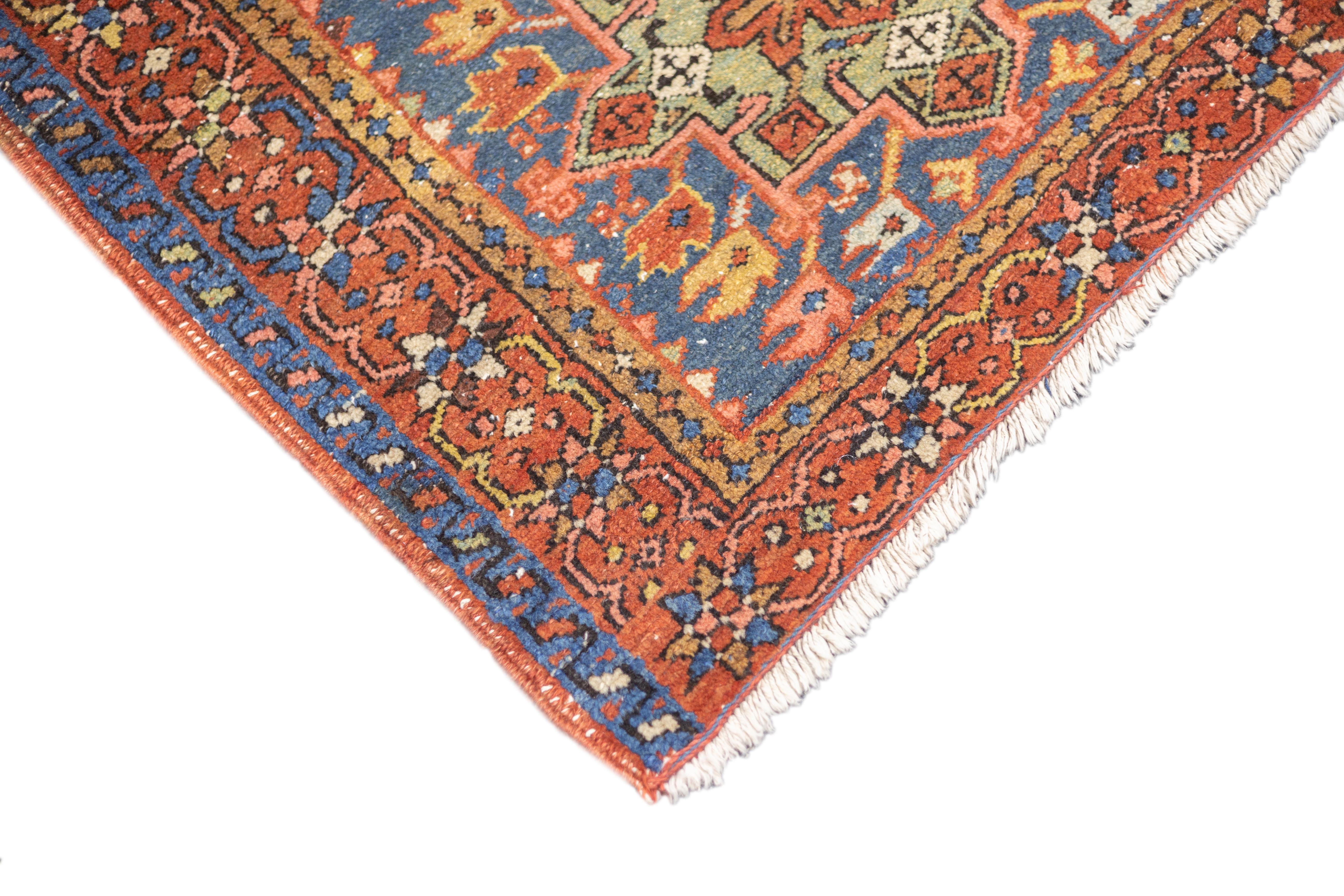 Hand-Knotted Antique Persian Heriz Rug 3'1'' x 3'11'' For Sale