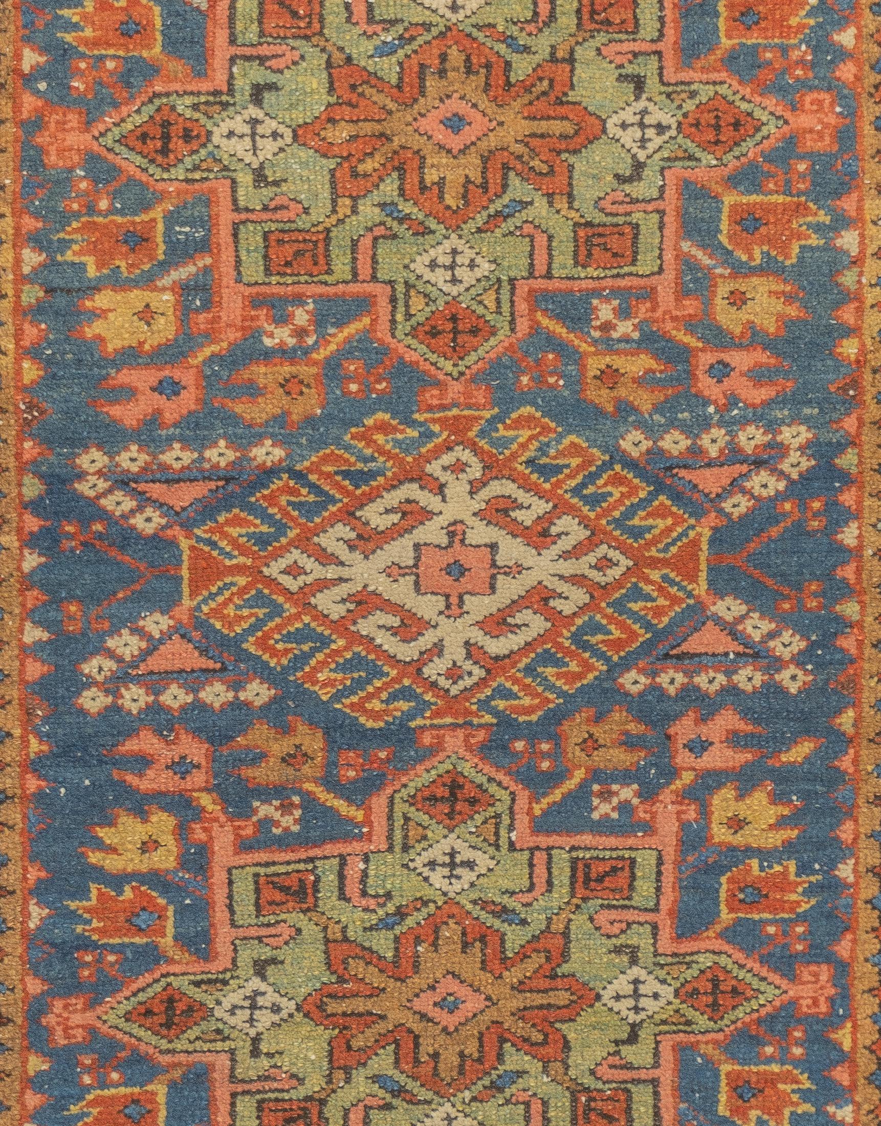 Antique Persian Heriz Rug 3'1'' x 3'11'' In Good Condition For Sale In New York, NY