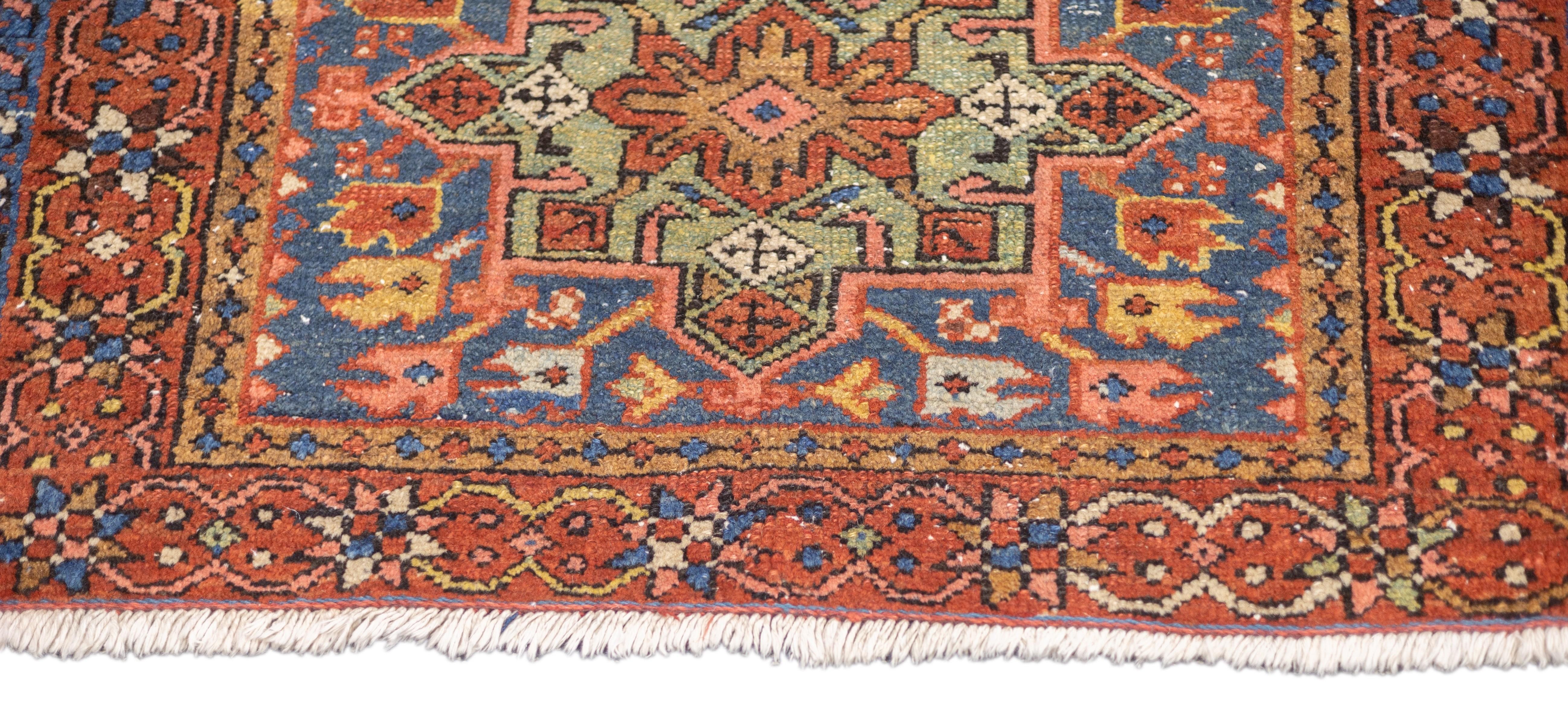 20th Century Antique Persian Heriz Rug 3'1'' x 3'11'' For Sale