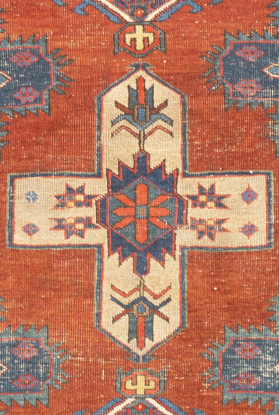 Hand-Knotted Antique Persian Heriz Rug 3'10'' x 4'5'' For Sale