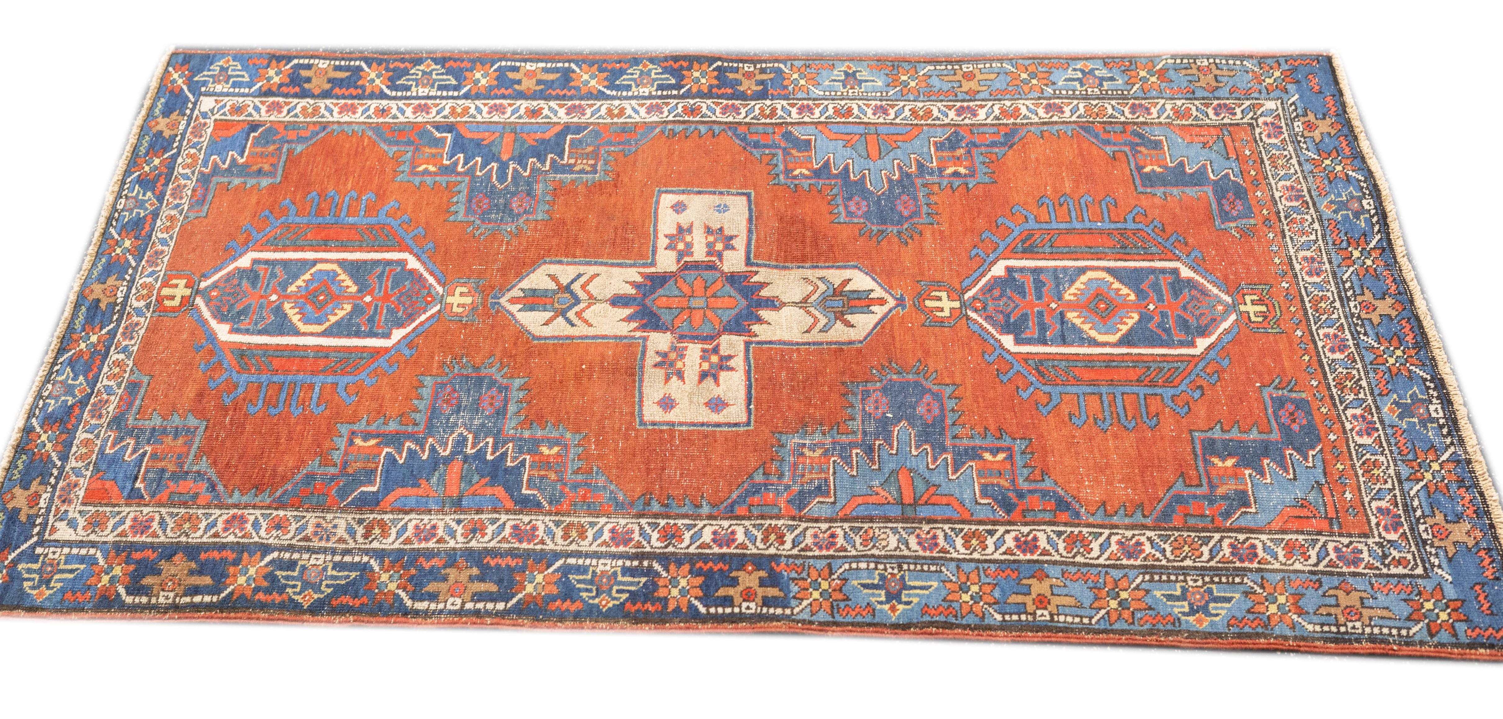 Antique Persian Heriz Rug 3'10'' x 4'5'' For Sale 2