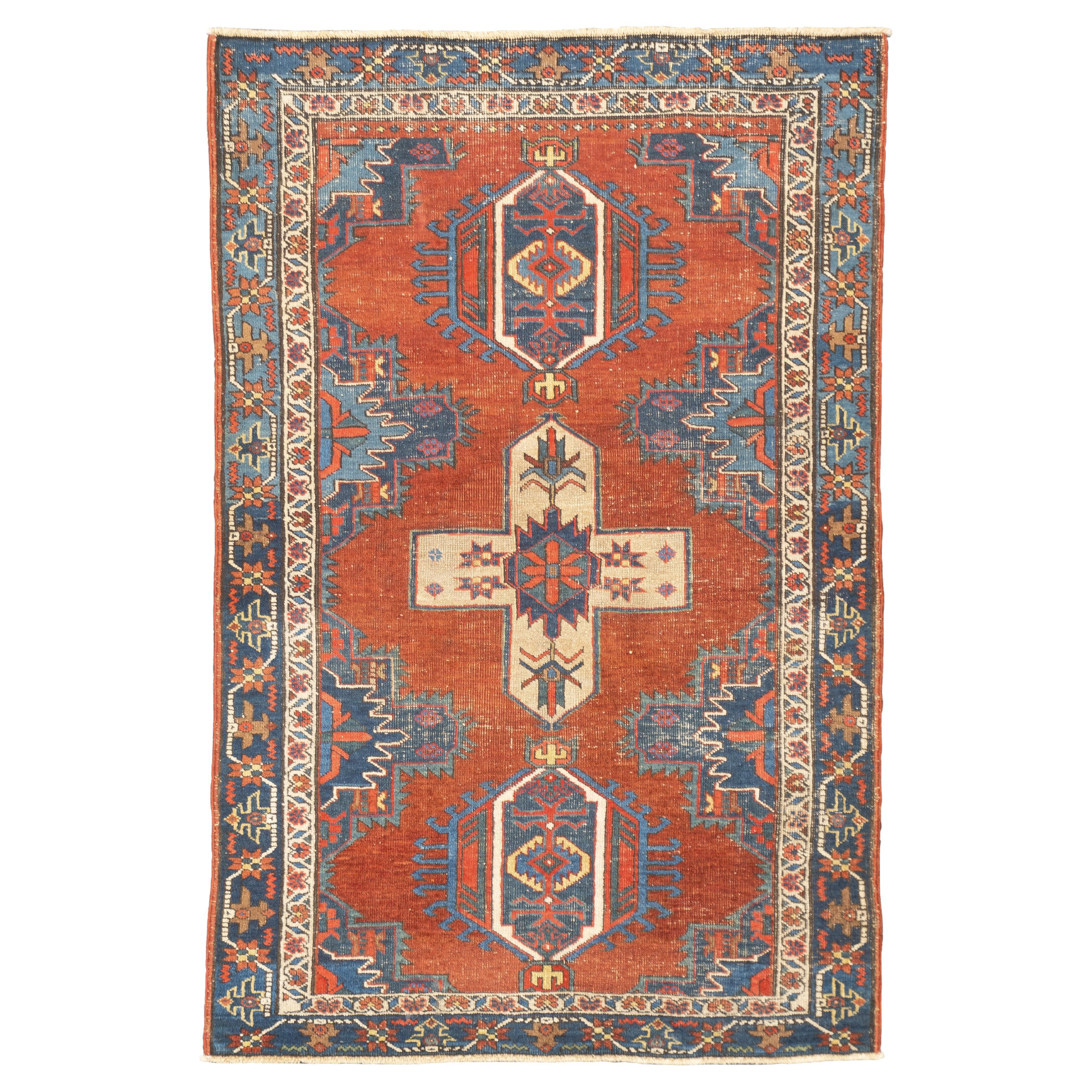 Antique Persian Heriz Rug 3'10'' x 4'5'' For Sale