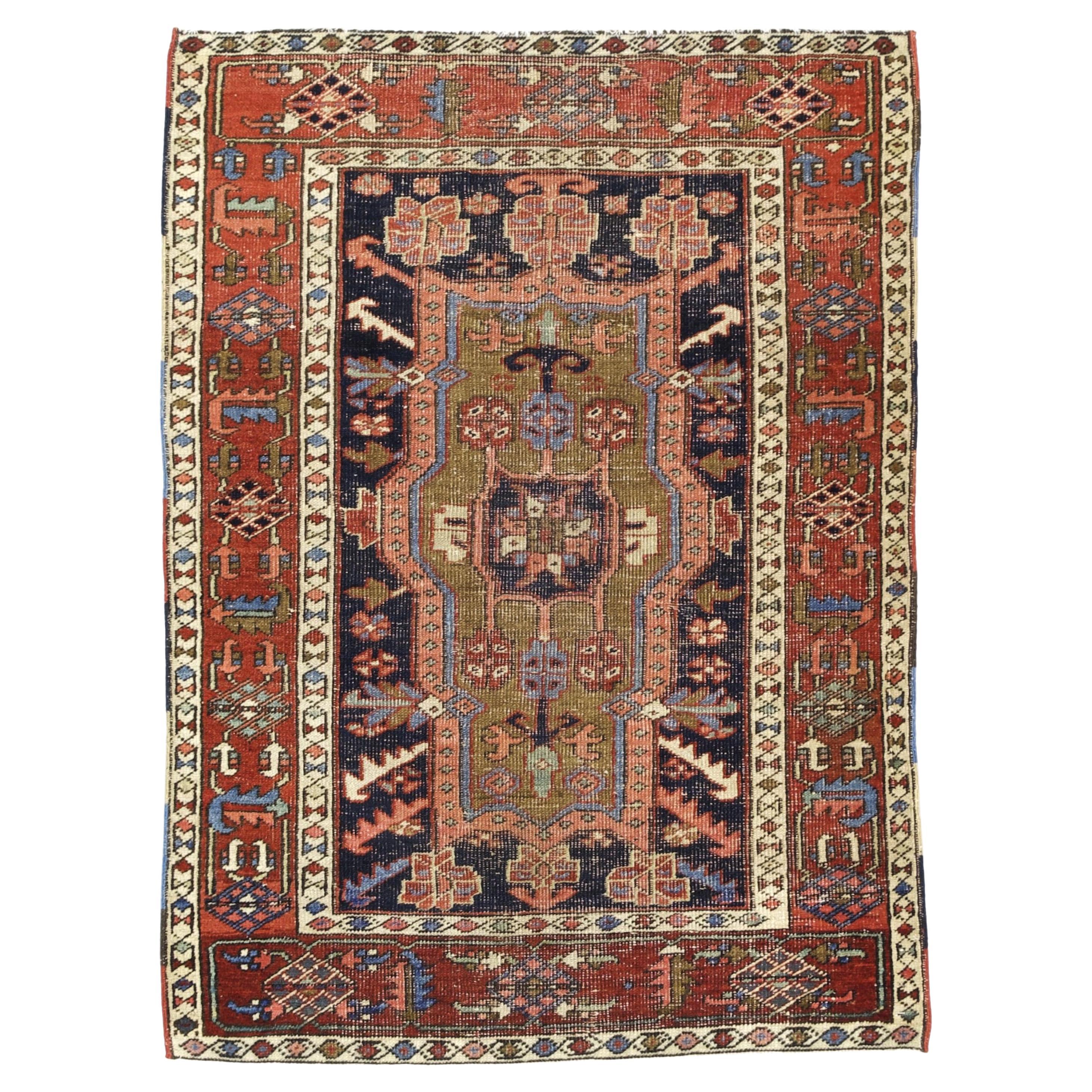 Antique Persian Heriz Rug 3'3" x 4’6" For Sale