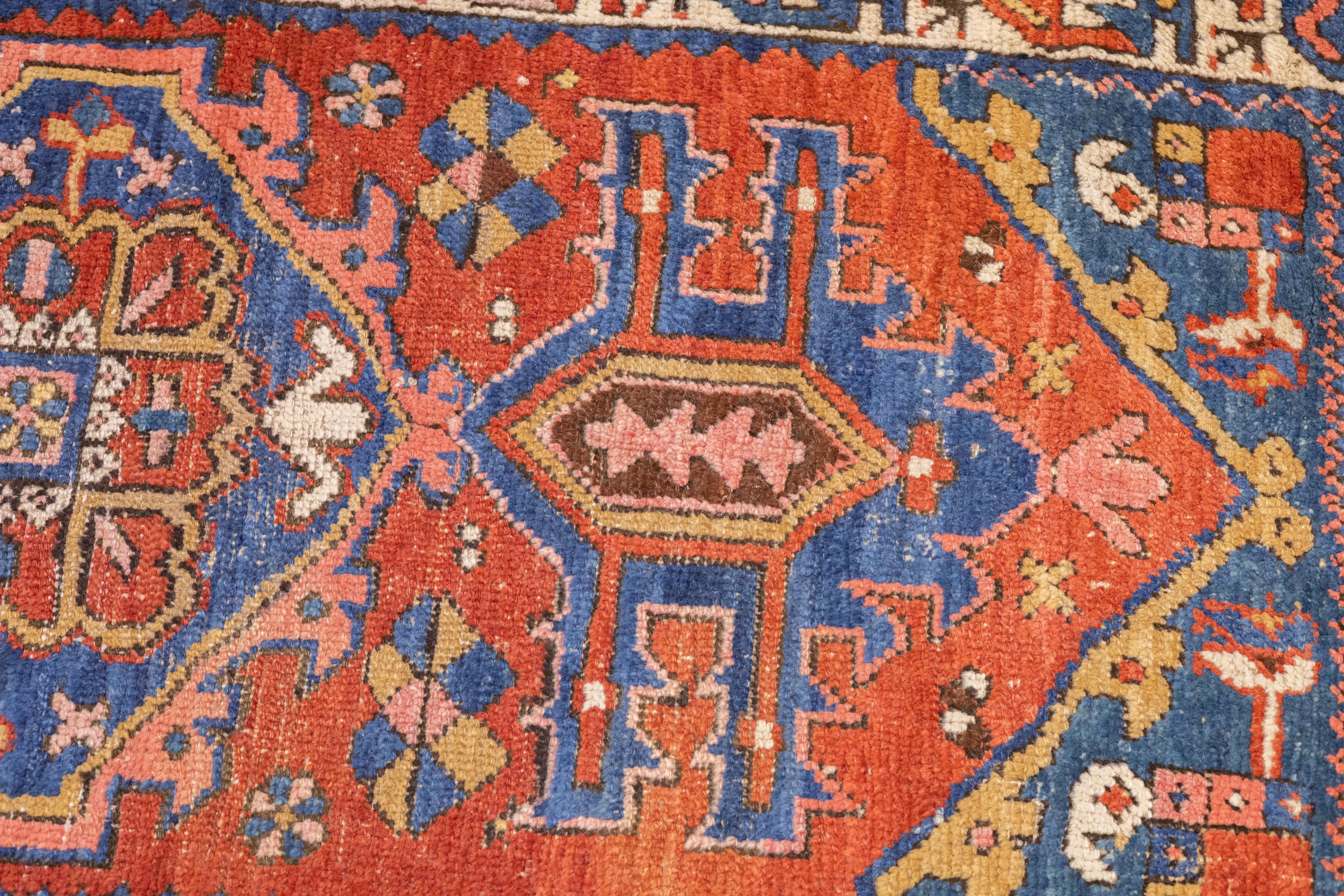Antique Persian Heriz Rug 3'5'' x 10'1'' In Good Condition For Sale In New York, NY