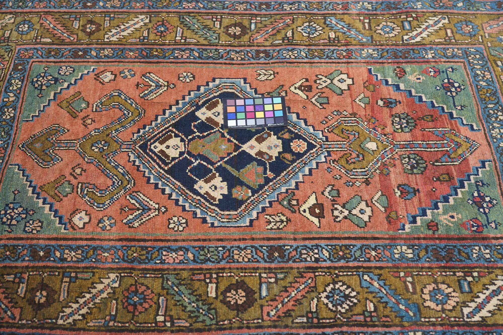 20th Century Antique Persian Heriz Rug 3'9'' x 5'1'' For Sale