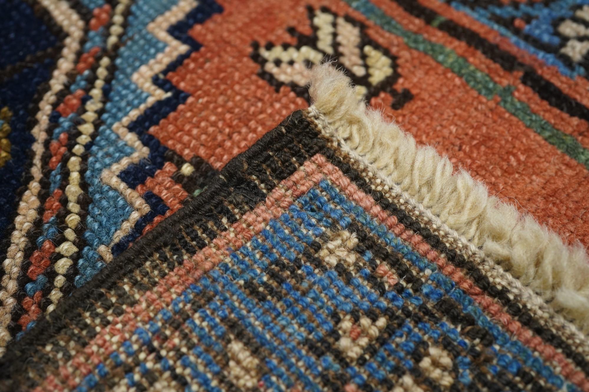 Wool Antique Persian Heriz Rug 3'9'' x 5'1'' For Sale