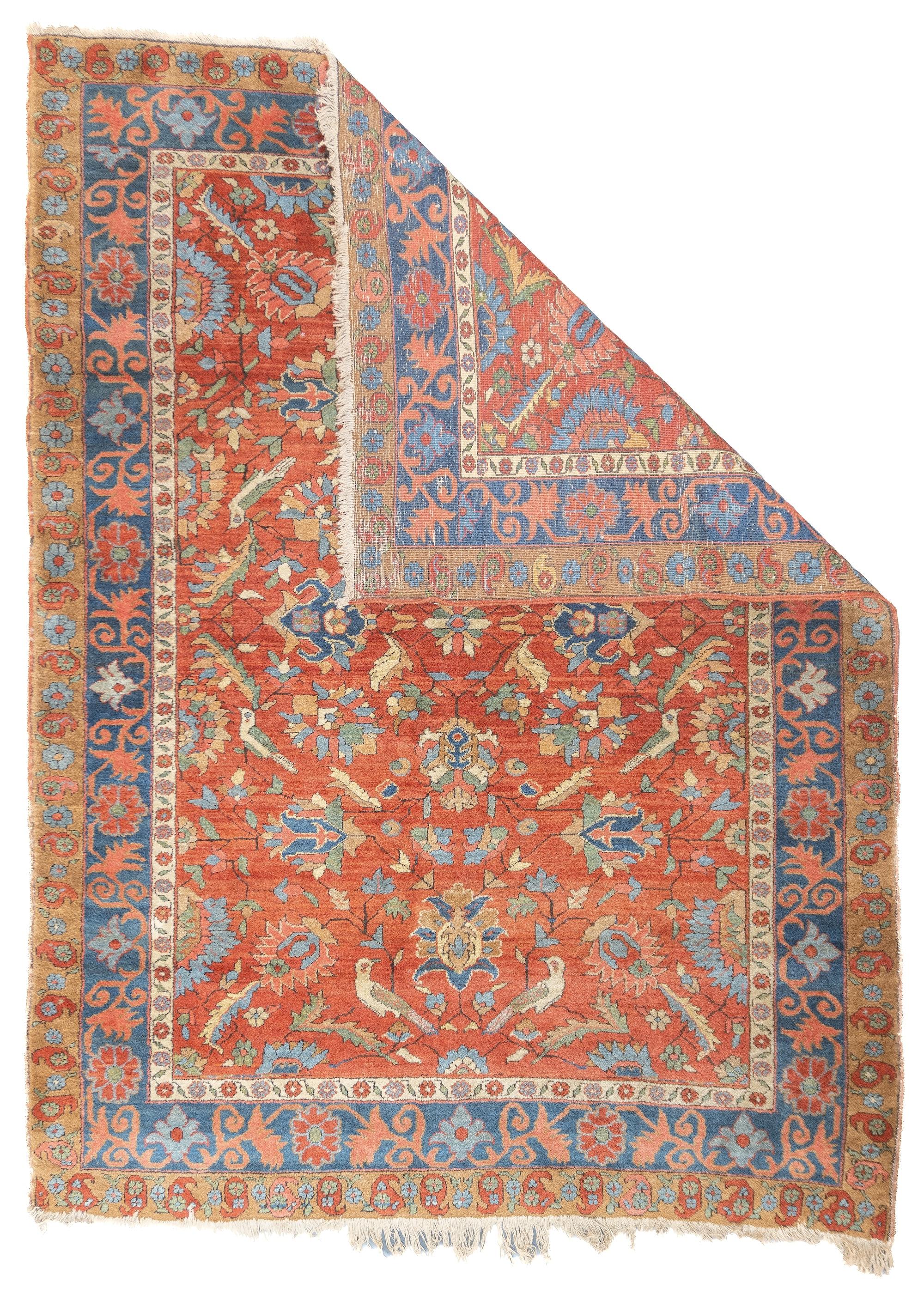 Antique Persian Heriz Rug 4'10'' x 6'6''. The numerous rugs of the famous NW Persian weaving district, from small scatters to giant carpets and a few runners, in semi-geometric medallion, centralised and strictly allover patterns, on cotton