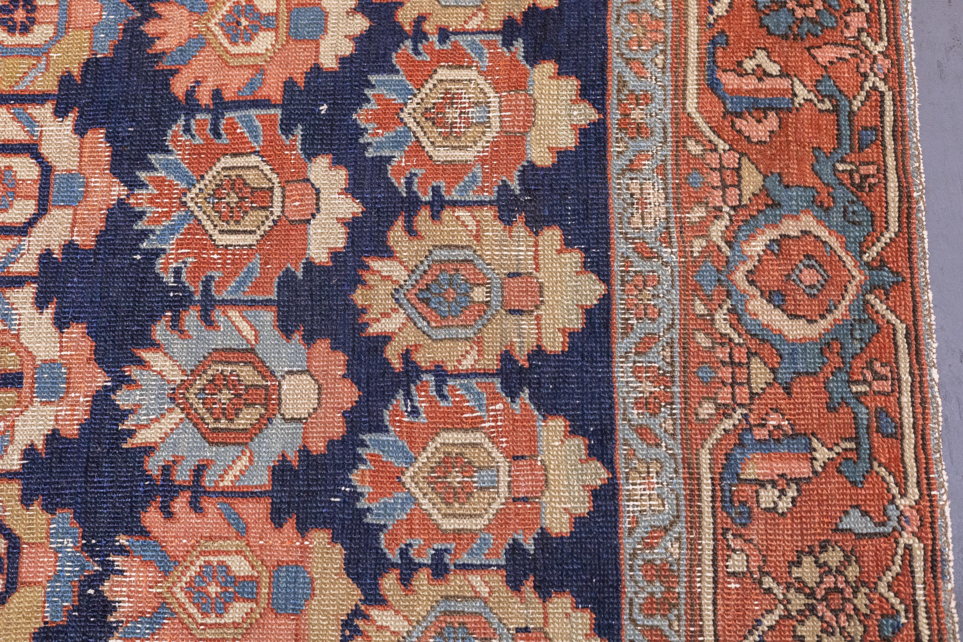 20th Century Antique Persian Heriz Rug 4'2'' x 5'6'' For Sale