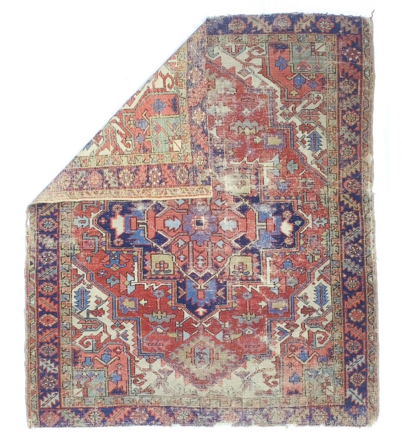 Antiker persischer Heriz-Teppich 5'0