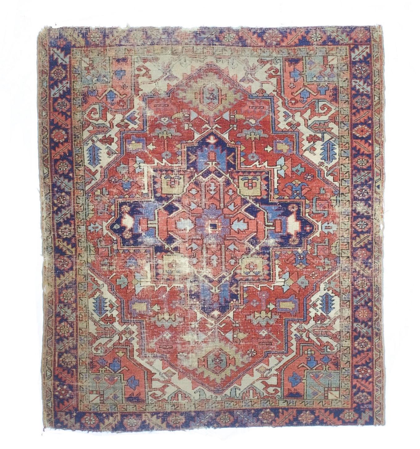 Antiker persischer Heriz-Teppich 5'0