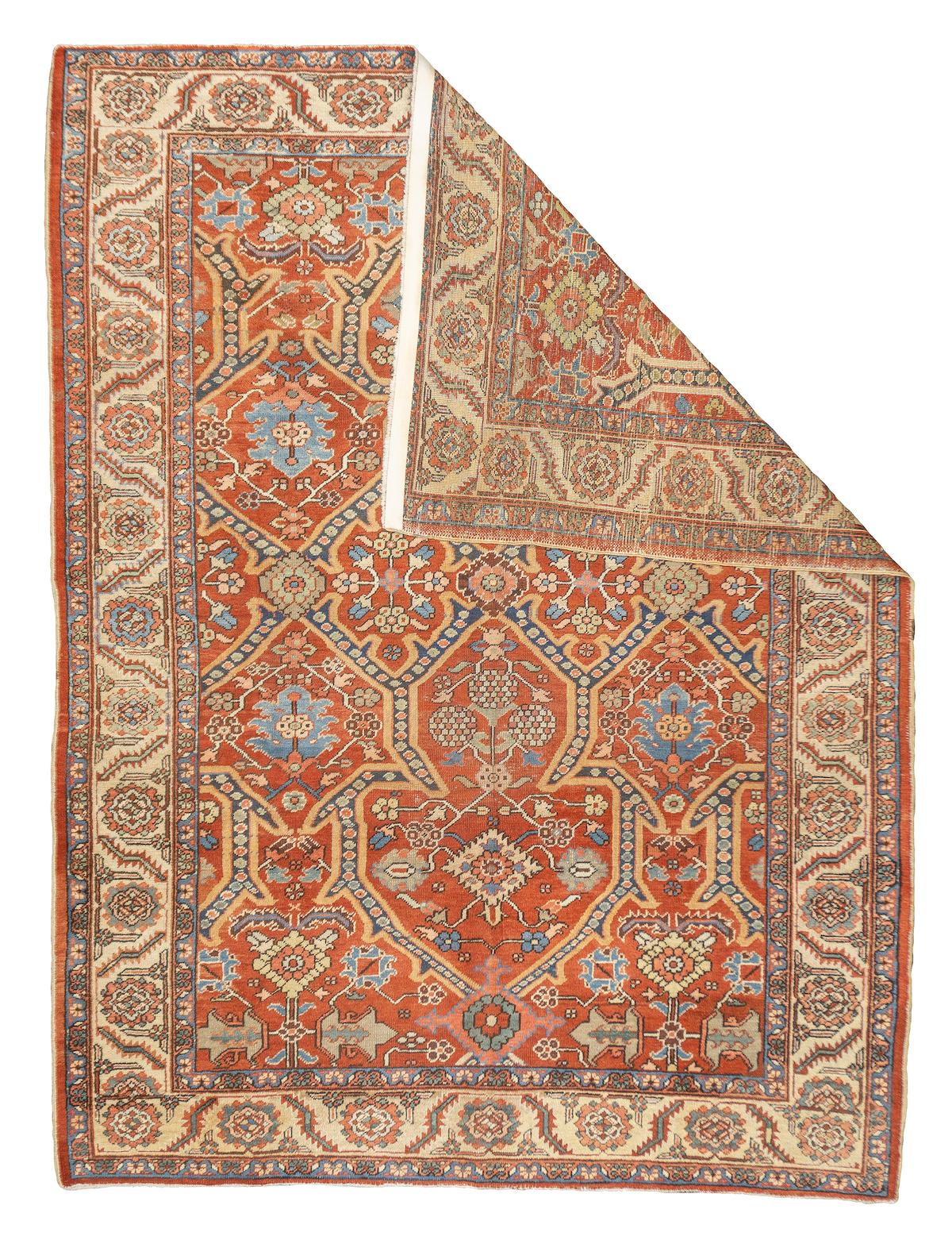 Antique Persian Heriz Rug 7'9'' x 10'5''. The numerous rugs of the famous NW Persian weaving district, from small scatters to giant carpets and a few runners, in semi-geometric medallion, centralised and strictly allover patterns, on cotton