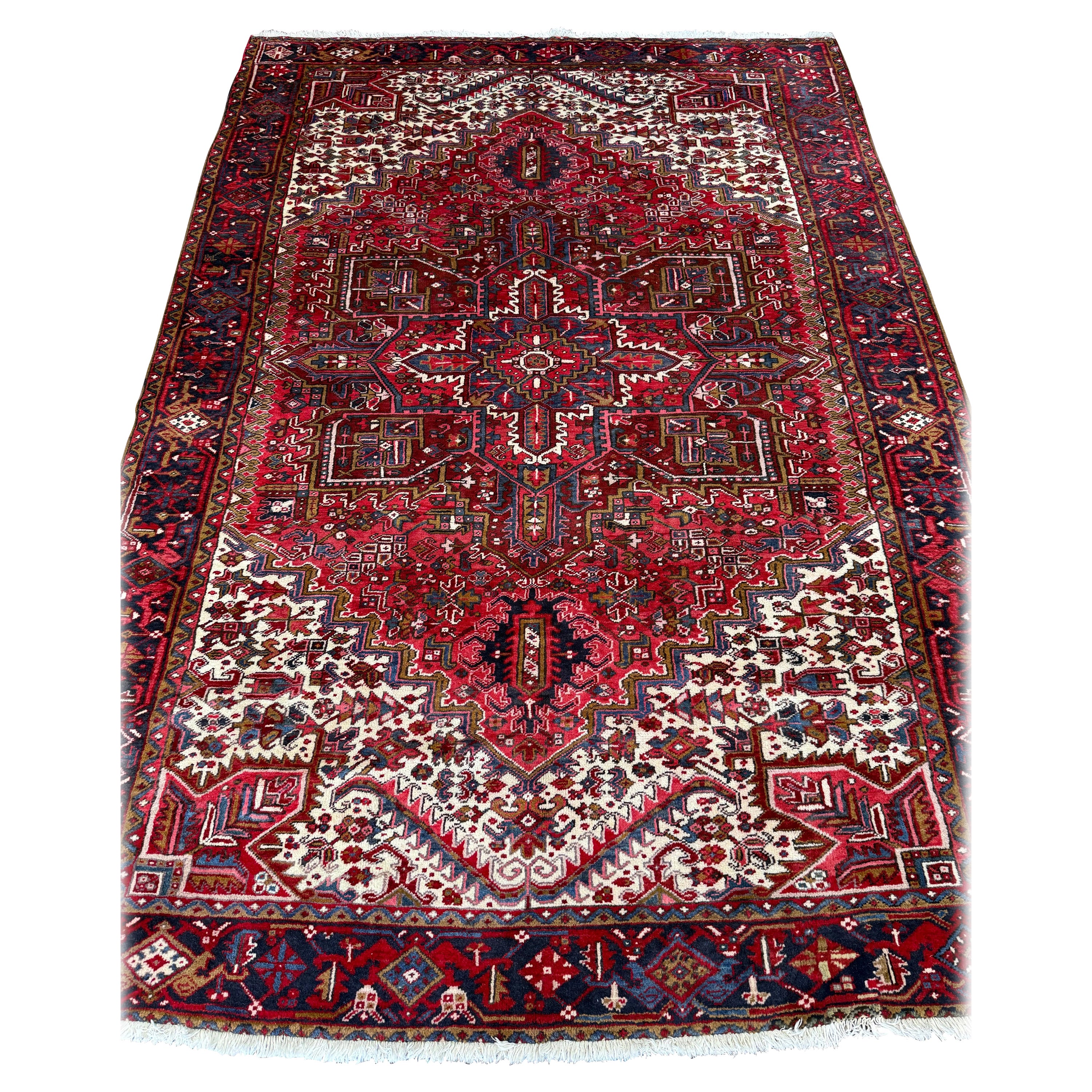 Alfombra persa antigua Heriz 8x11.9 en venta