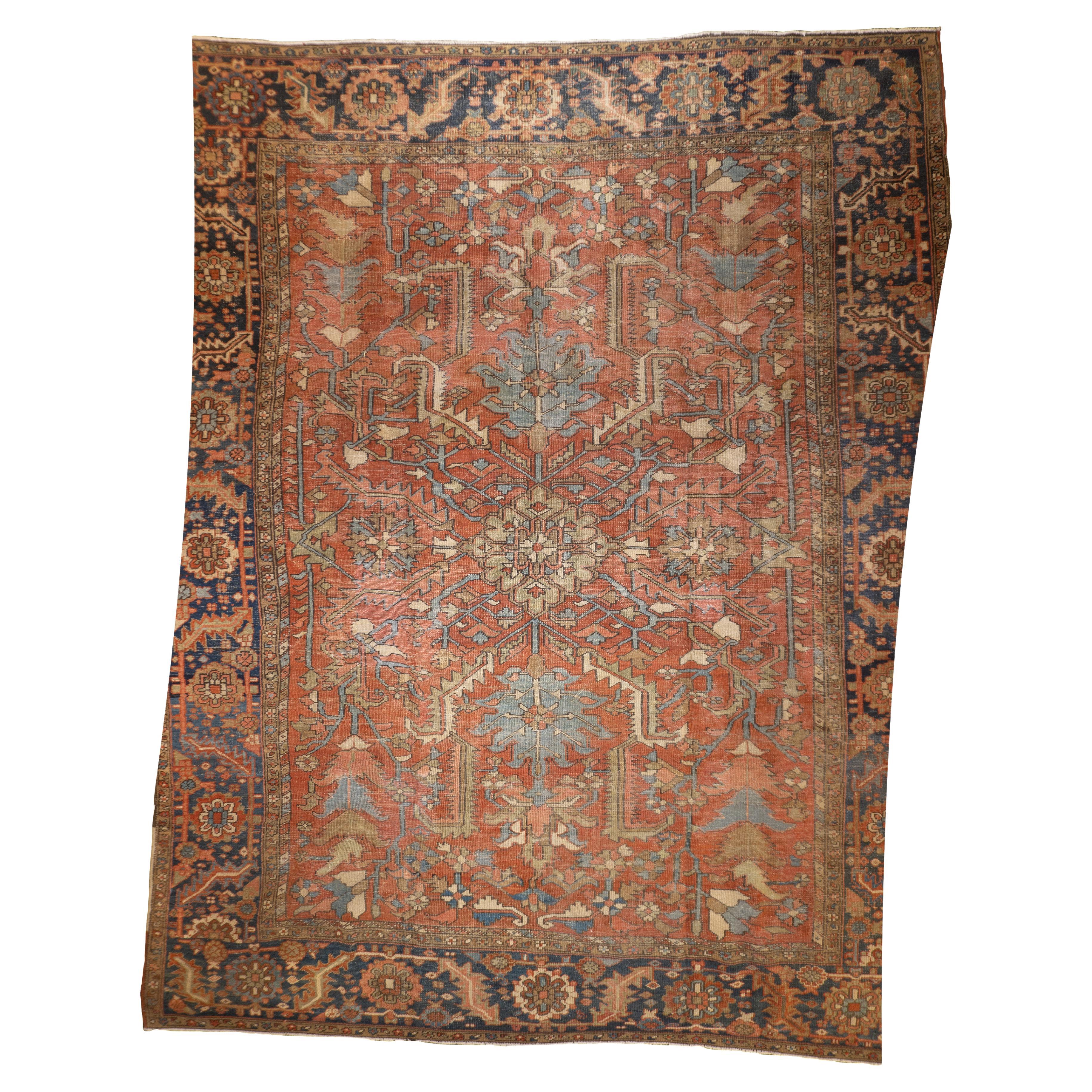 Antique Persian Heriz Rug 9’9" x 11’10”