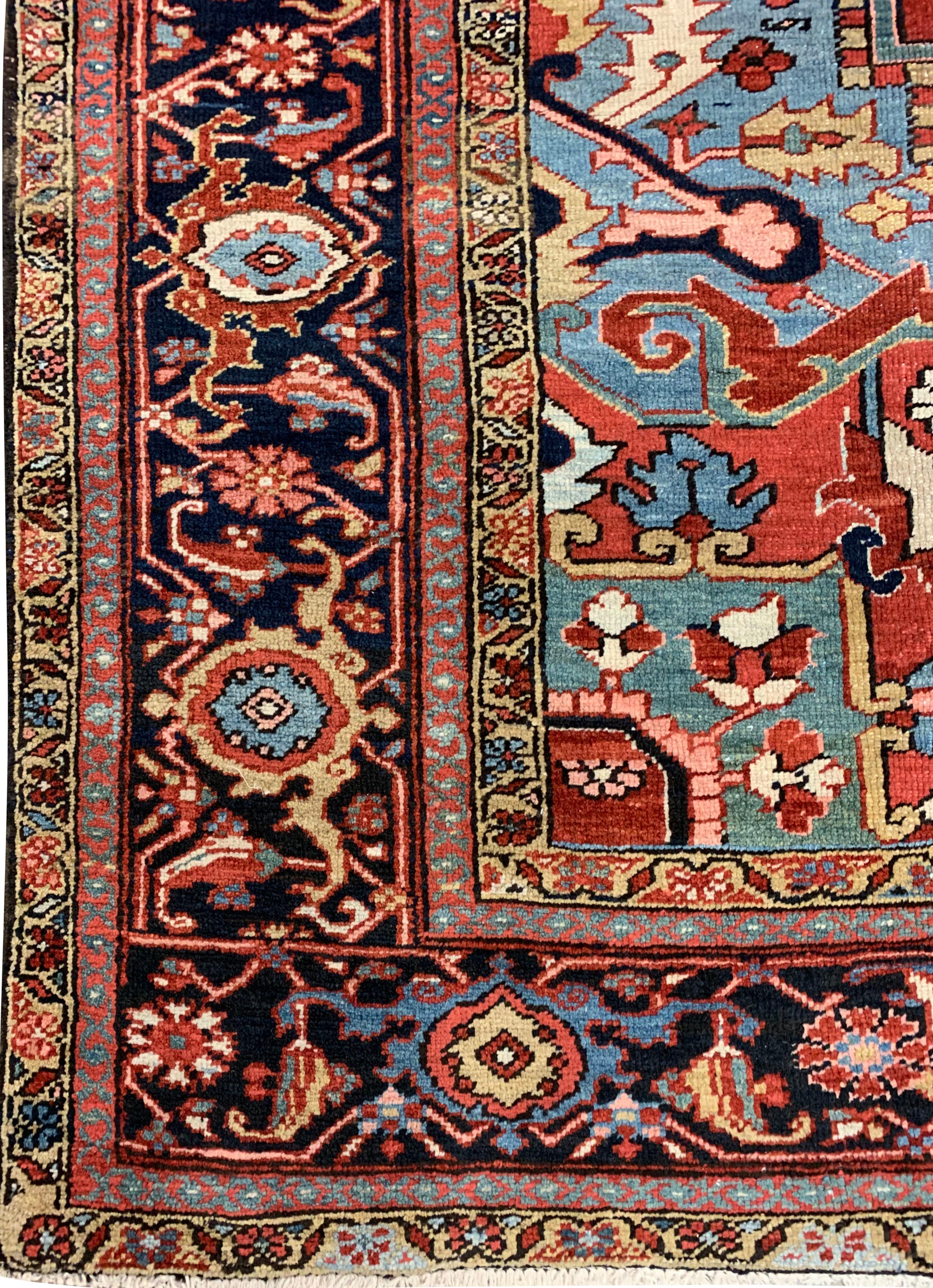 Heriz Serapi Antique Persian Heriz Rug  9'9 x 13'1 For Sale