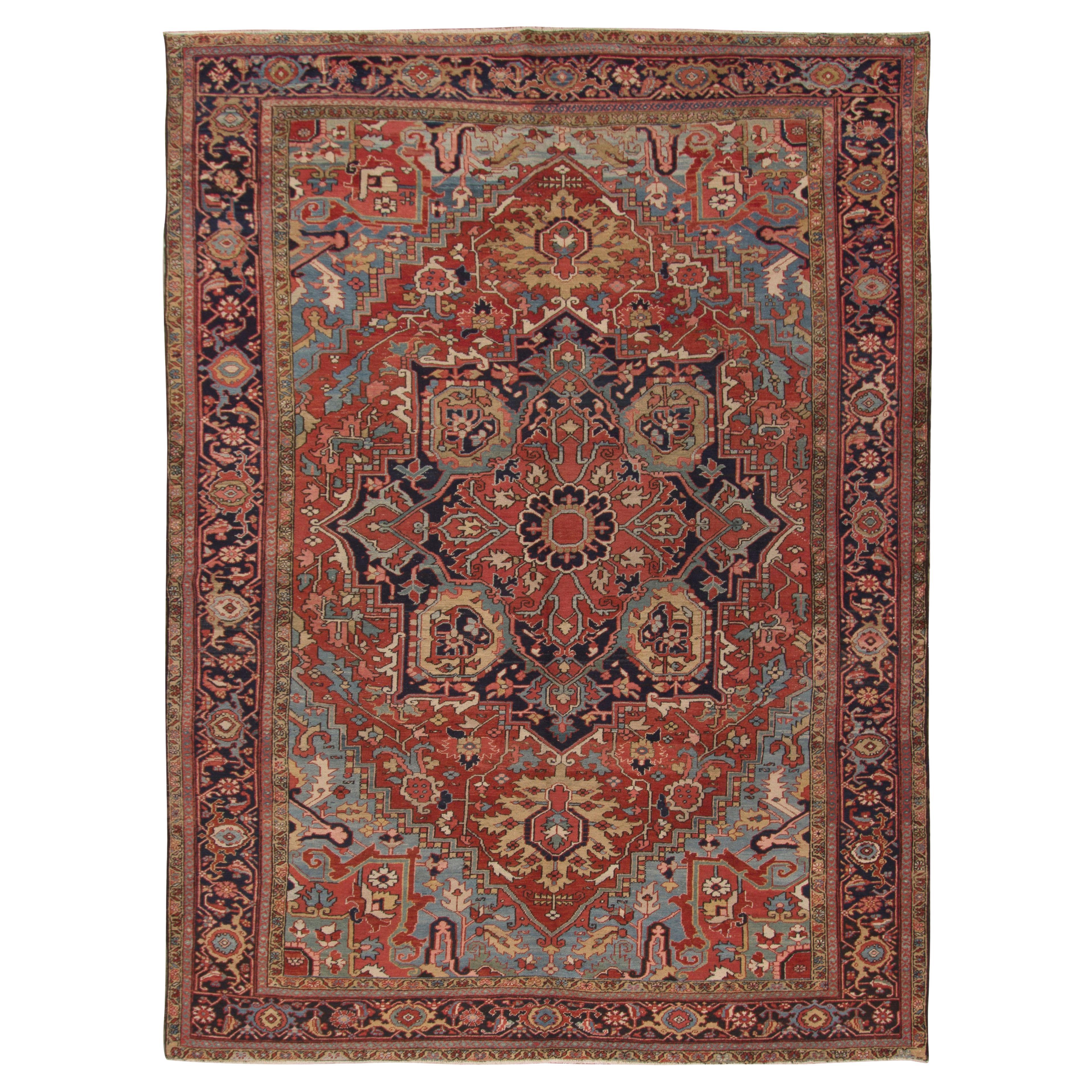 Tappeto antico persiano Heriz 9'9 x 13'1 in vendita