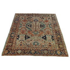 Antique Persian Heriz Rug, All-Over Design with Camel Color, Wool, 1905