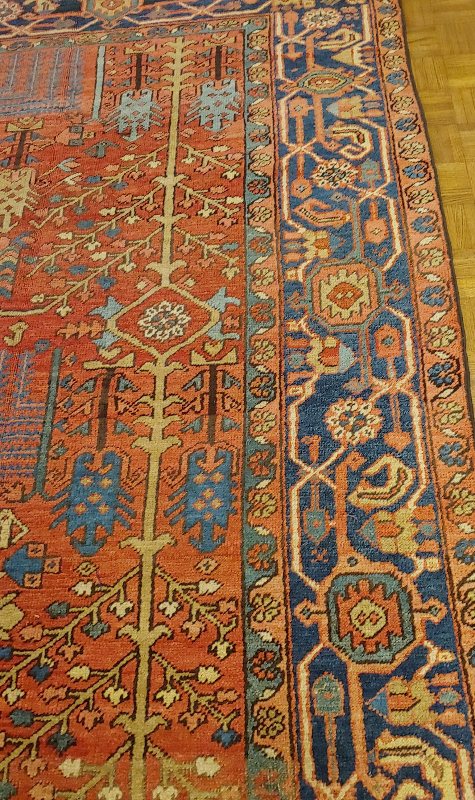 Antique Persian Heriz Rug, All-Over Rust Field, Wool, Room Size In Good Condition For Sale In Williamsburg, VA