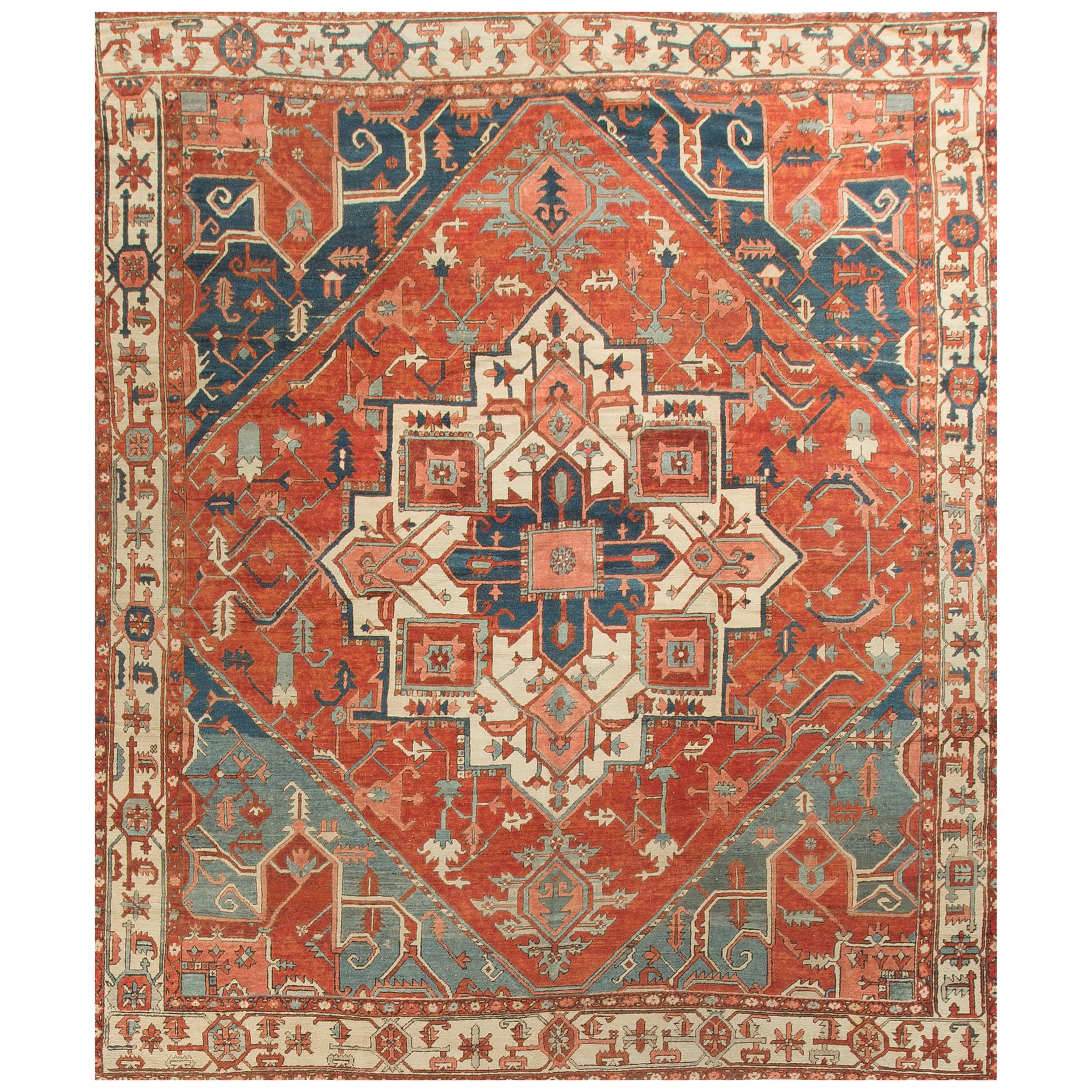 Antique Persian Heriz Rug Carpet Circa 1890
