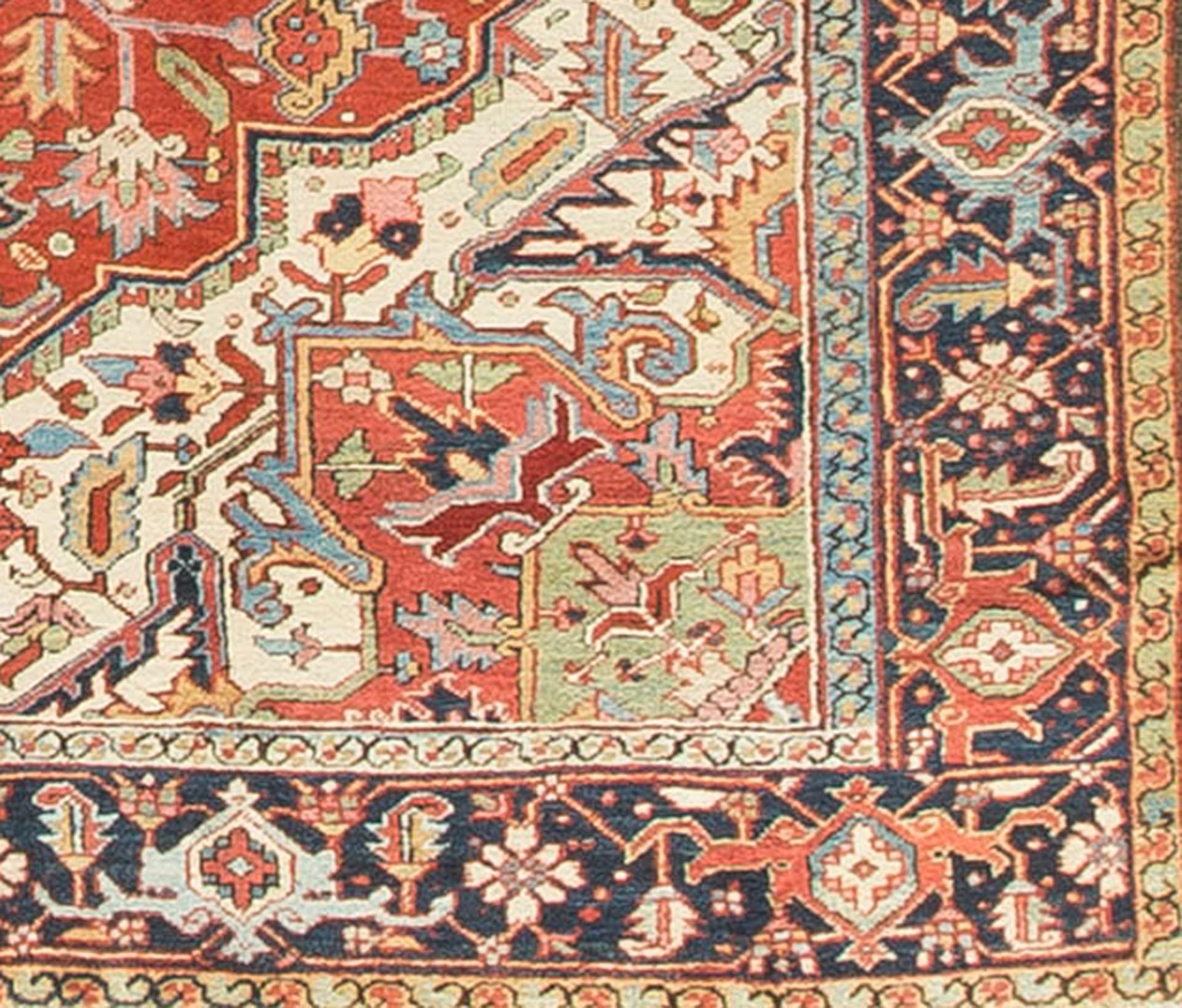 Hand-Woven Antique Persian Heriz Rug, circa 1900 For Sale