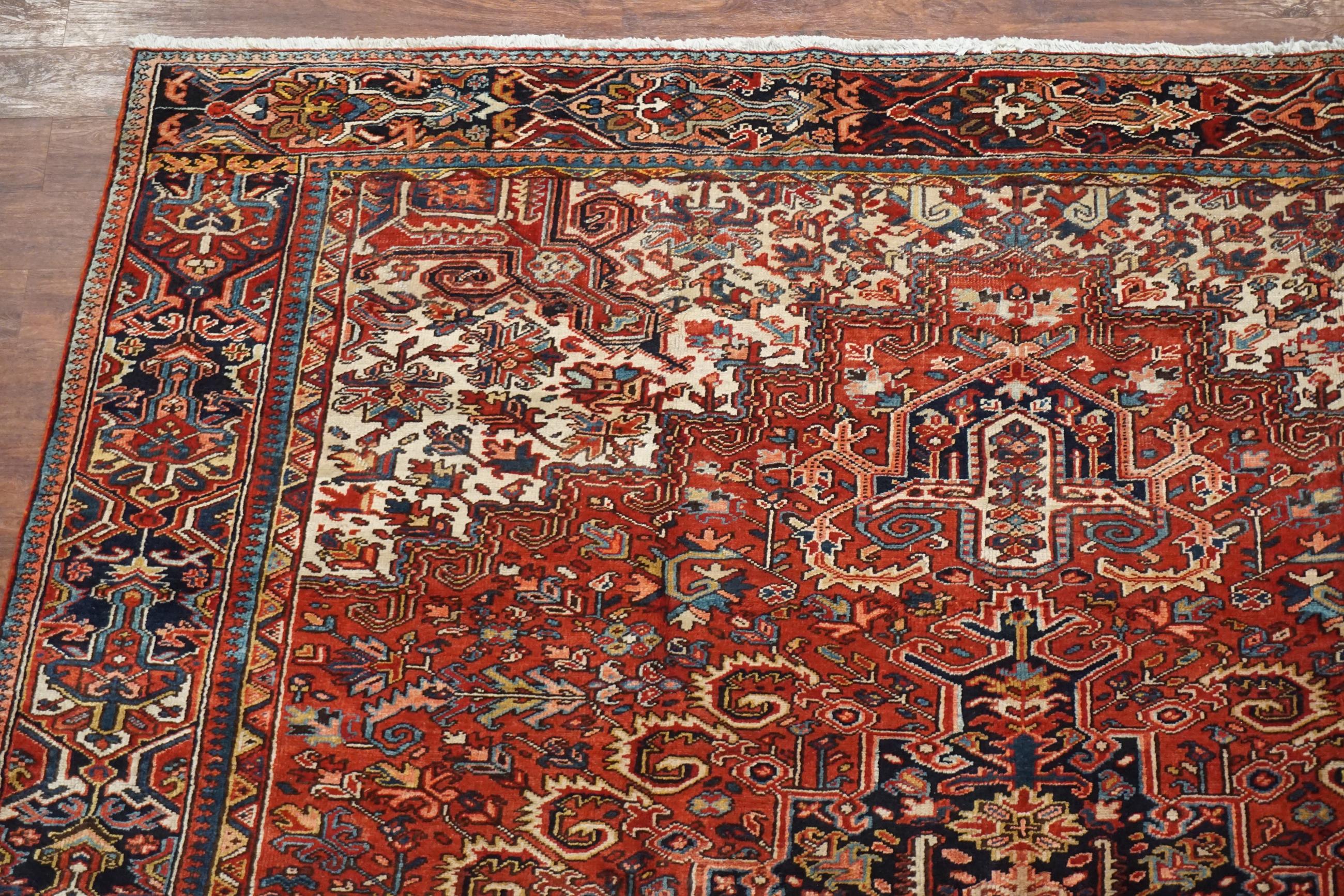 Hand-Knotted Antique Persian Heriz Rug, circa 1930 For Sale