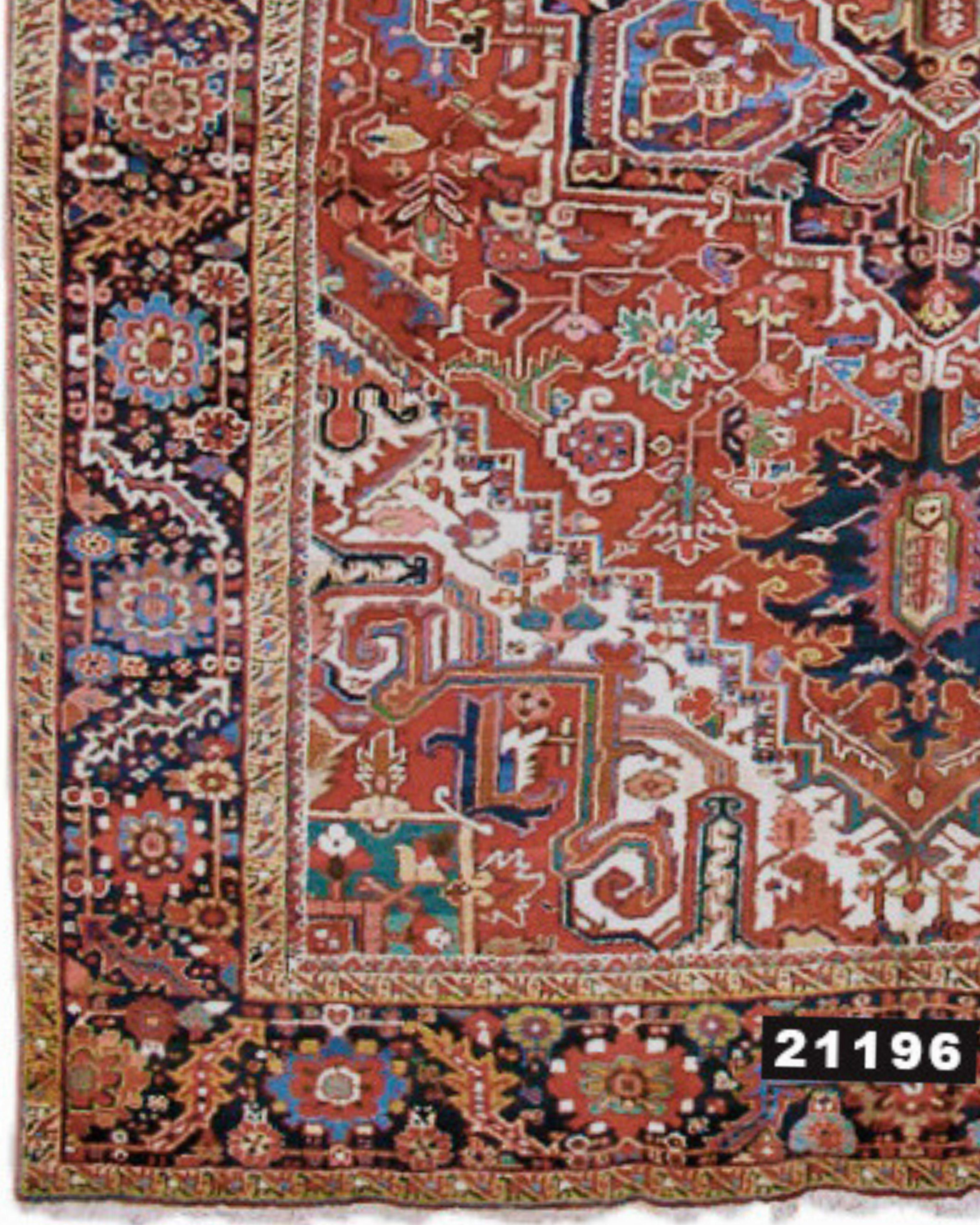 Hand-Woven Antique Persian Heriz Rug, Early 20th Century