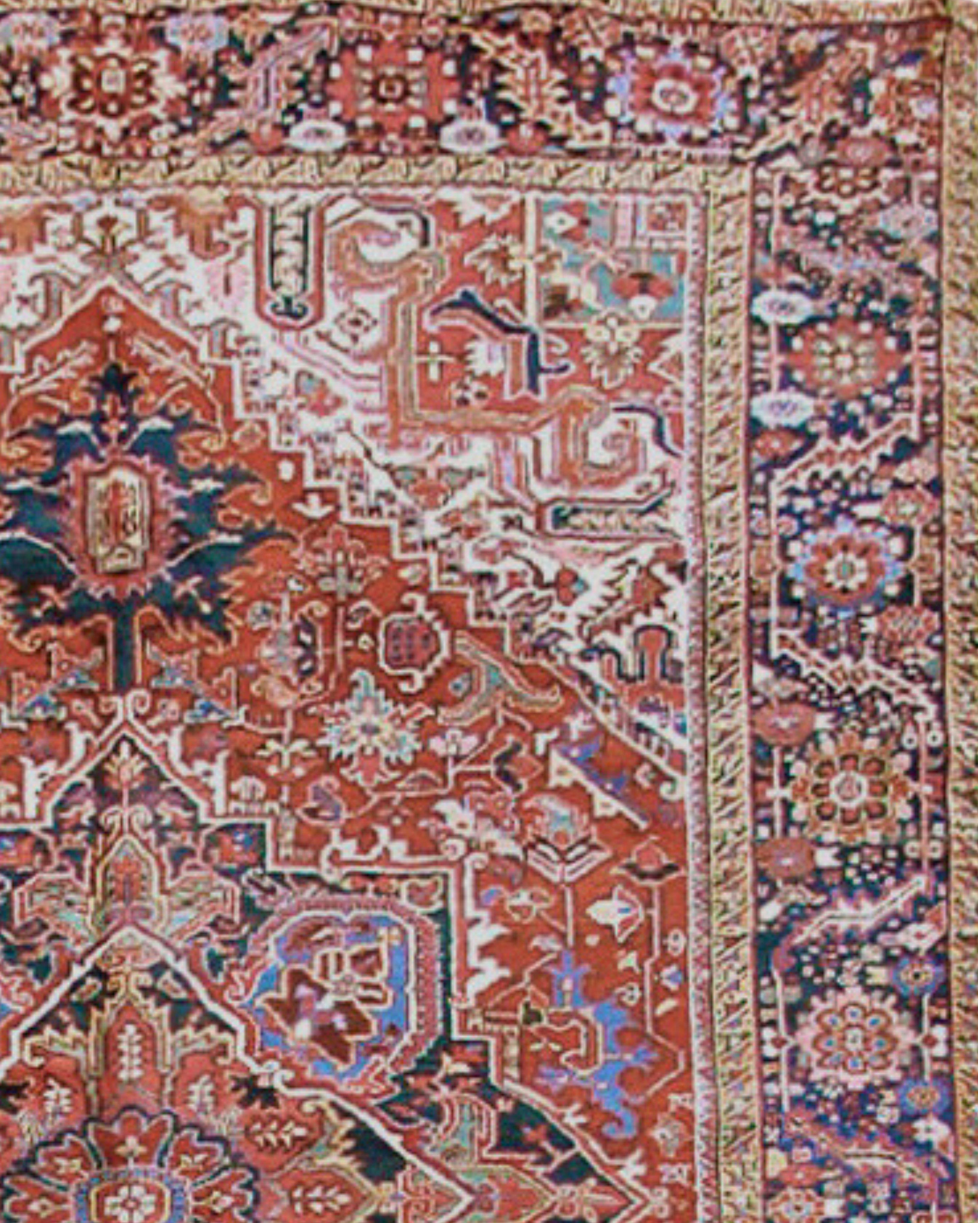 Wool Antique Persian Heriz Rug, Early 20th Century
