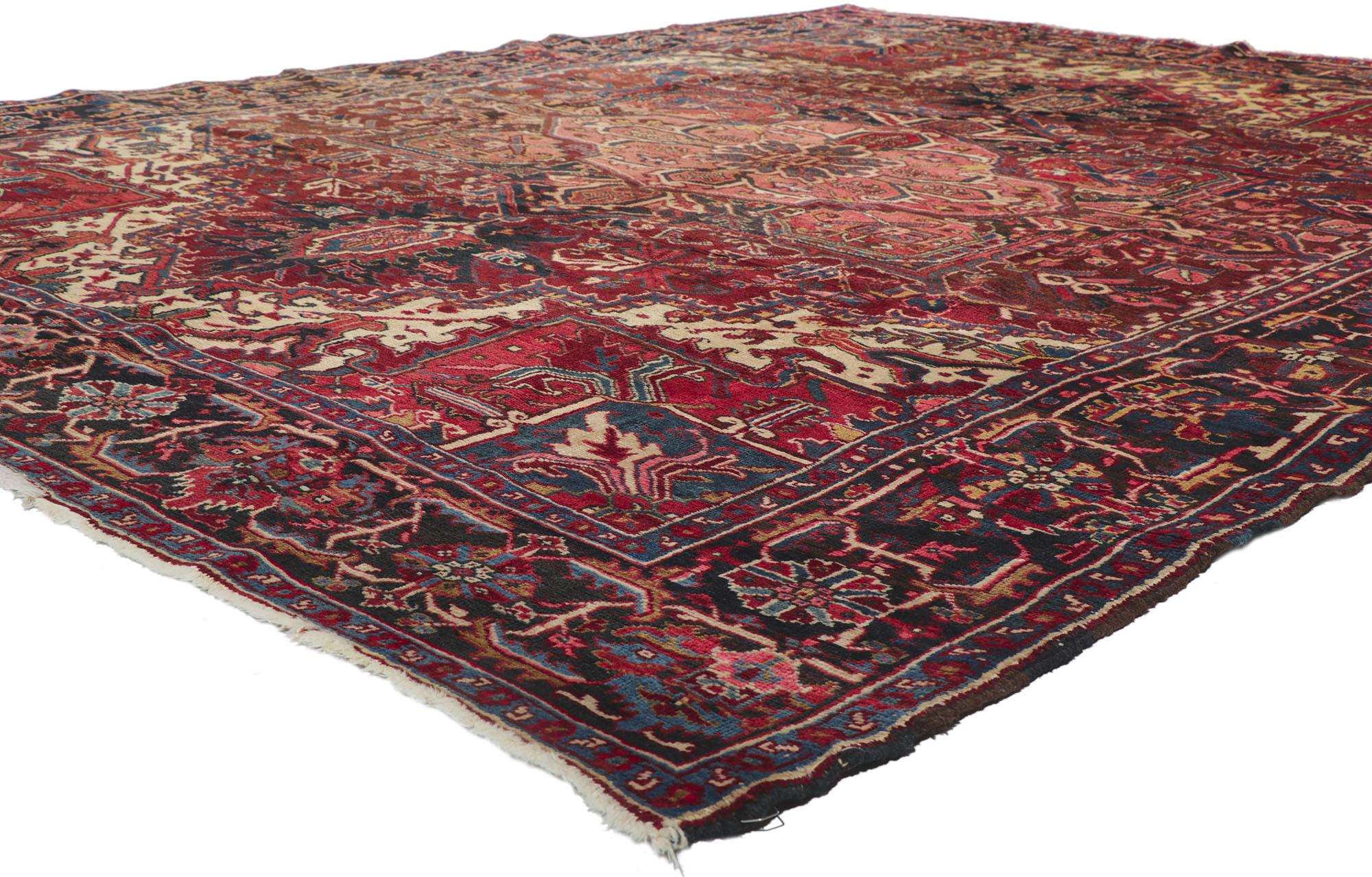 78182 antique Persian Heriz rug, 08'05 x 10'07.