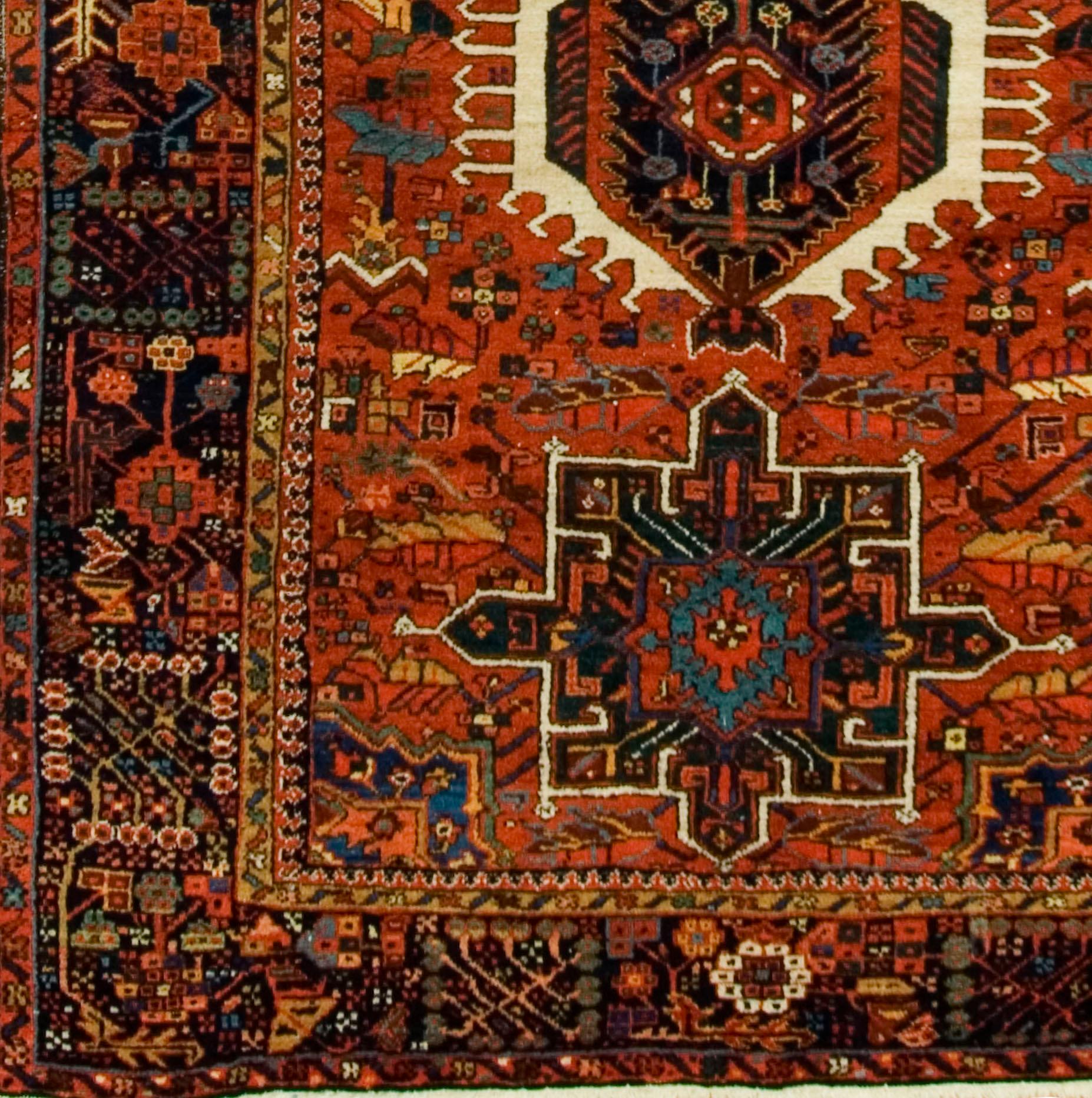 Heriz Serapi Antique Persian Heriz Rug  4'11 x 6'5 For Sale