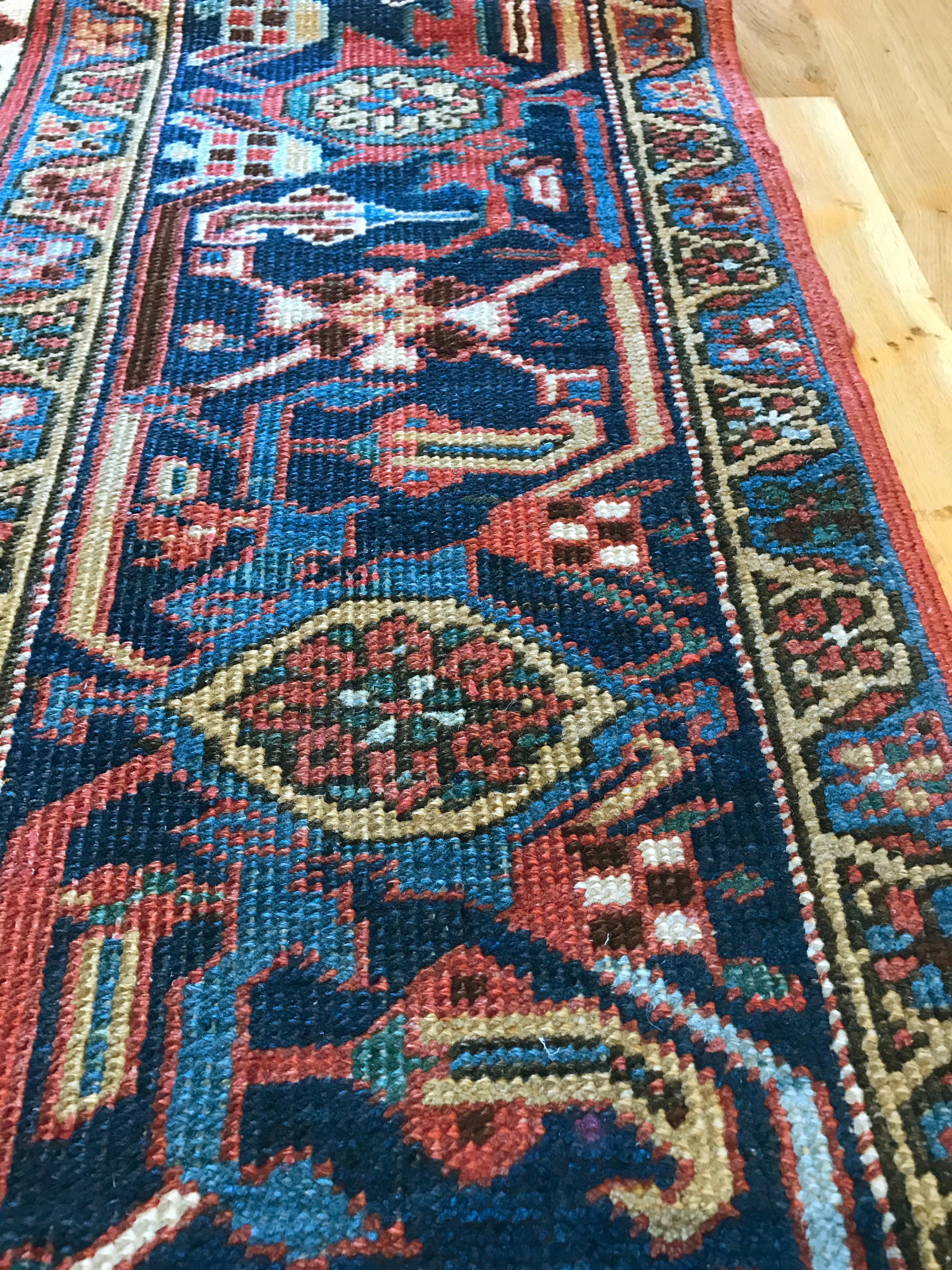 Hand-Knotted Antique Persian Heriz Rug  For Sale
