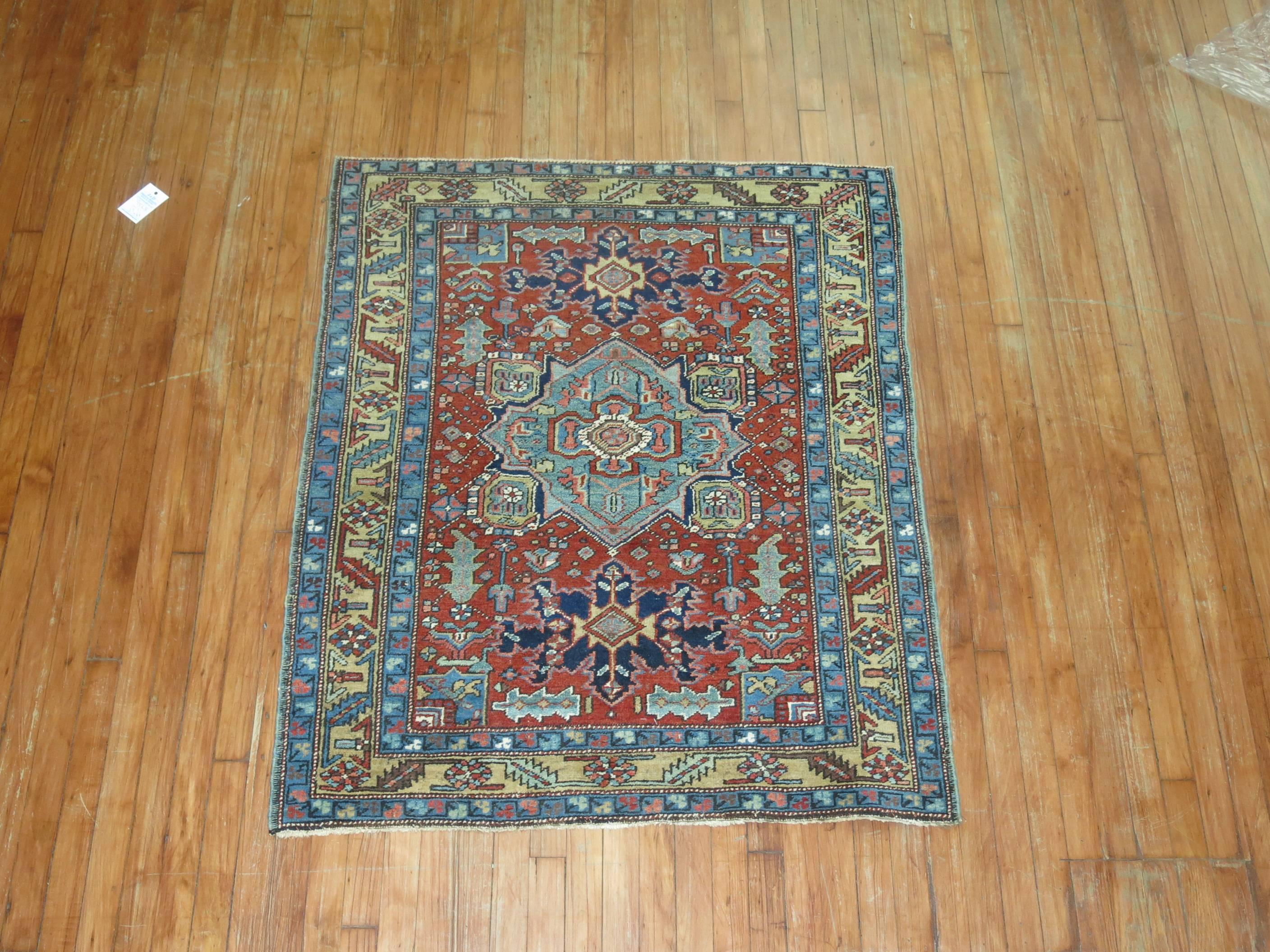 Antique Persian Heriz Rug In Excellent Condition In New York, NY