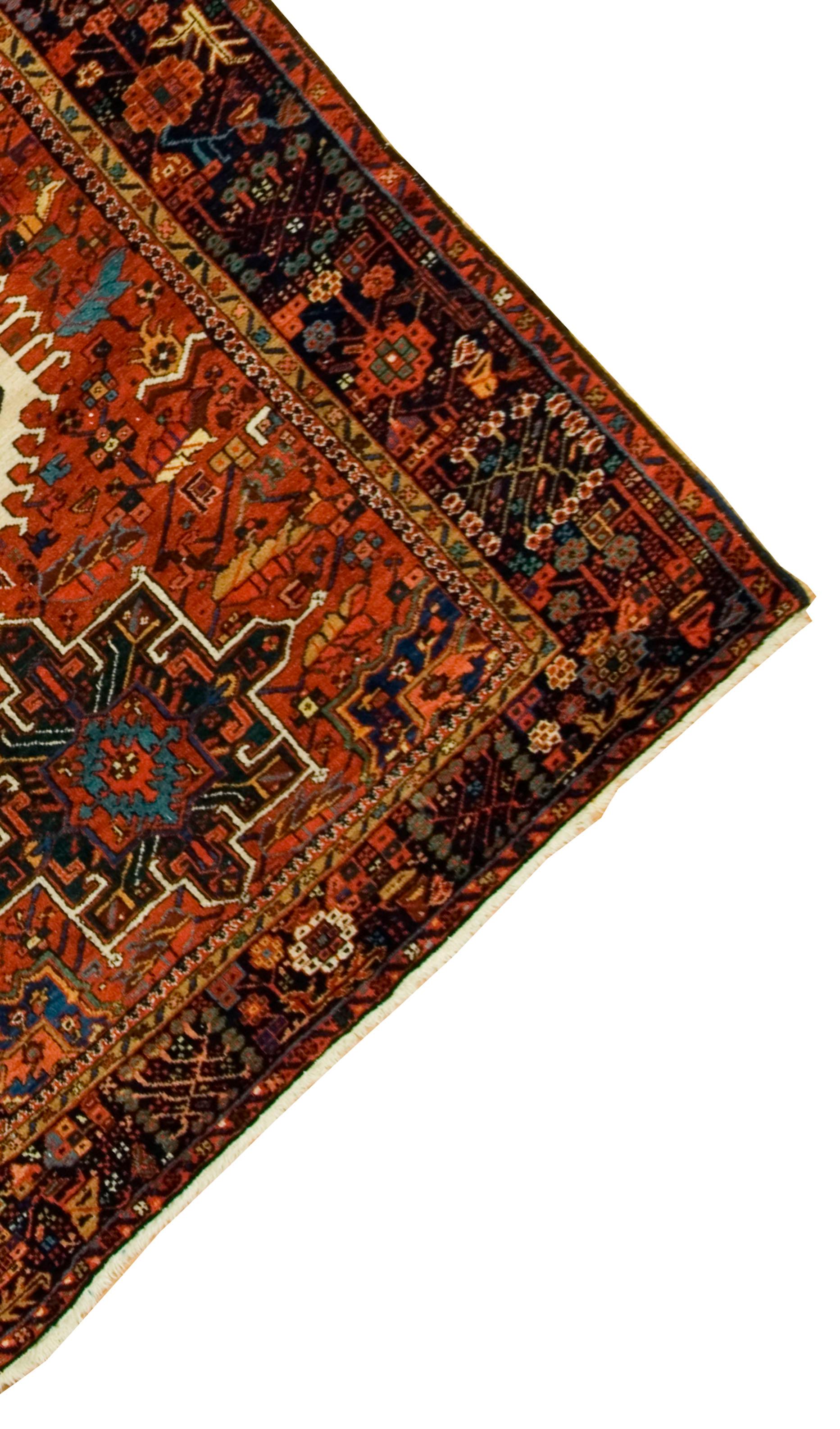 Indian Antique Persian Heriz Rug  4'11 x 6'5 For Sale