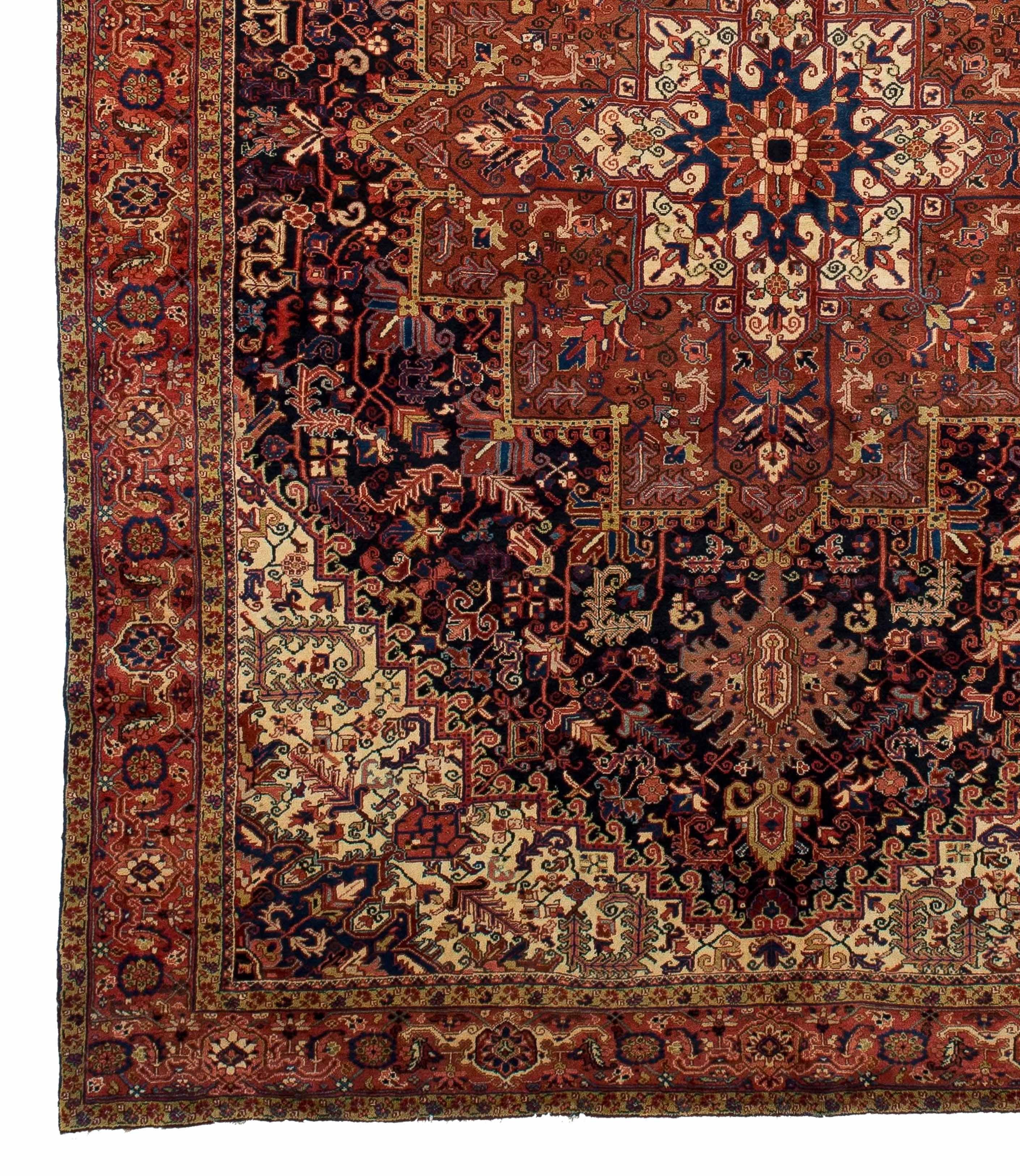 Hand-Woven Antique Persian Heriz Rug For Sale