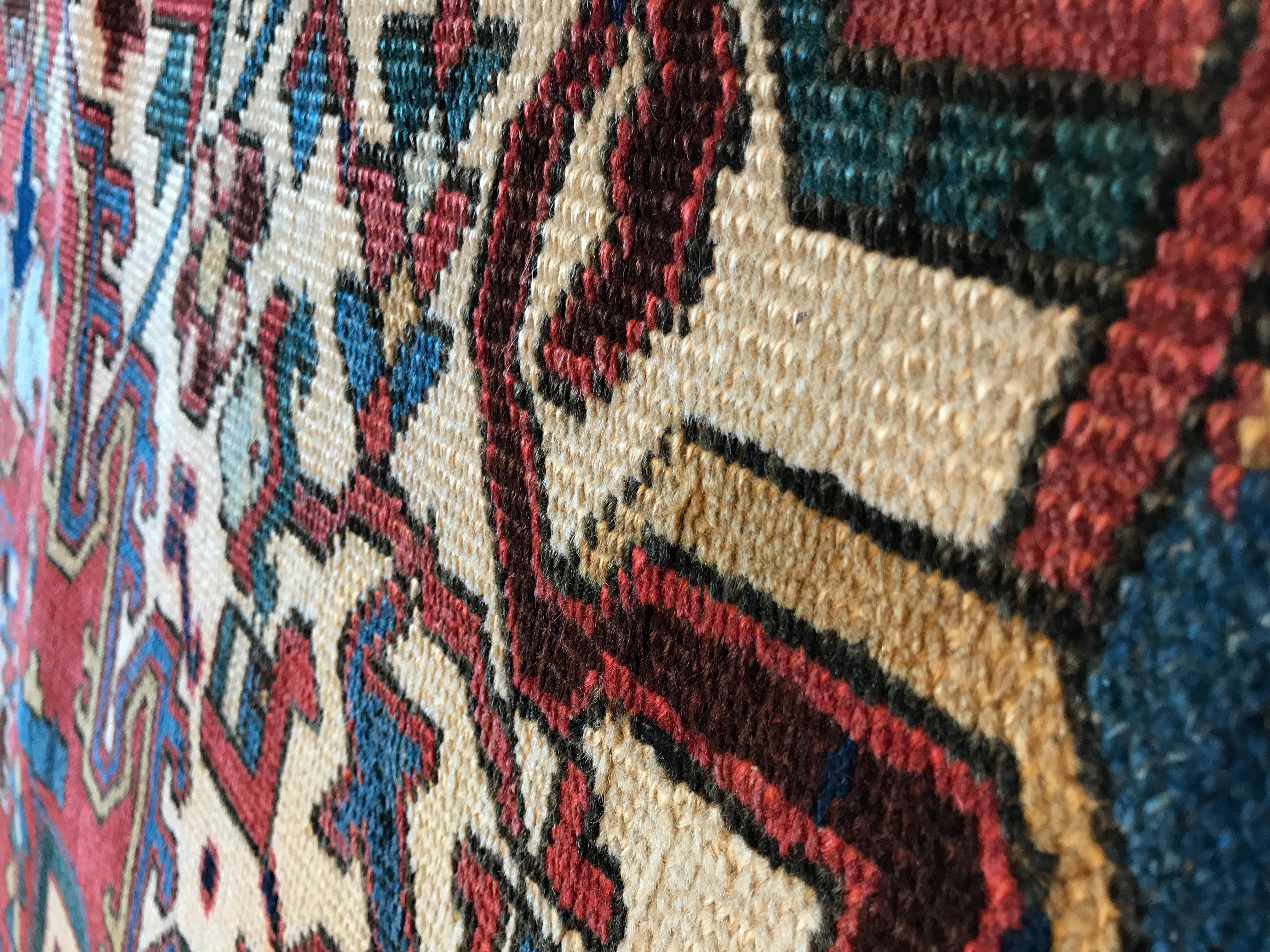 Hand-Knotted Antique Persian Heriz Rug For Sale