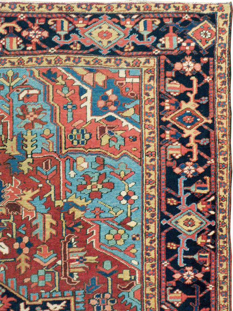 Rustic Antique Persian Heriz Rug
