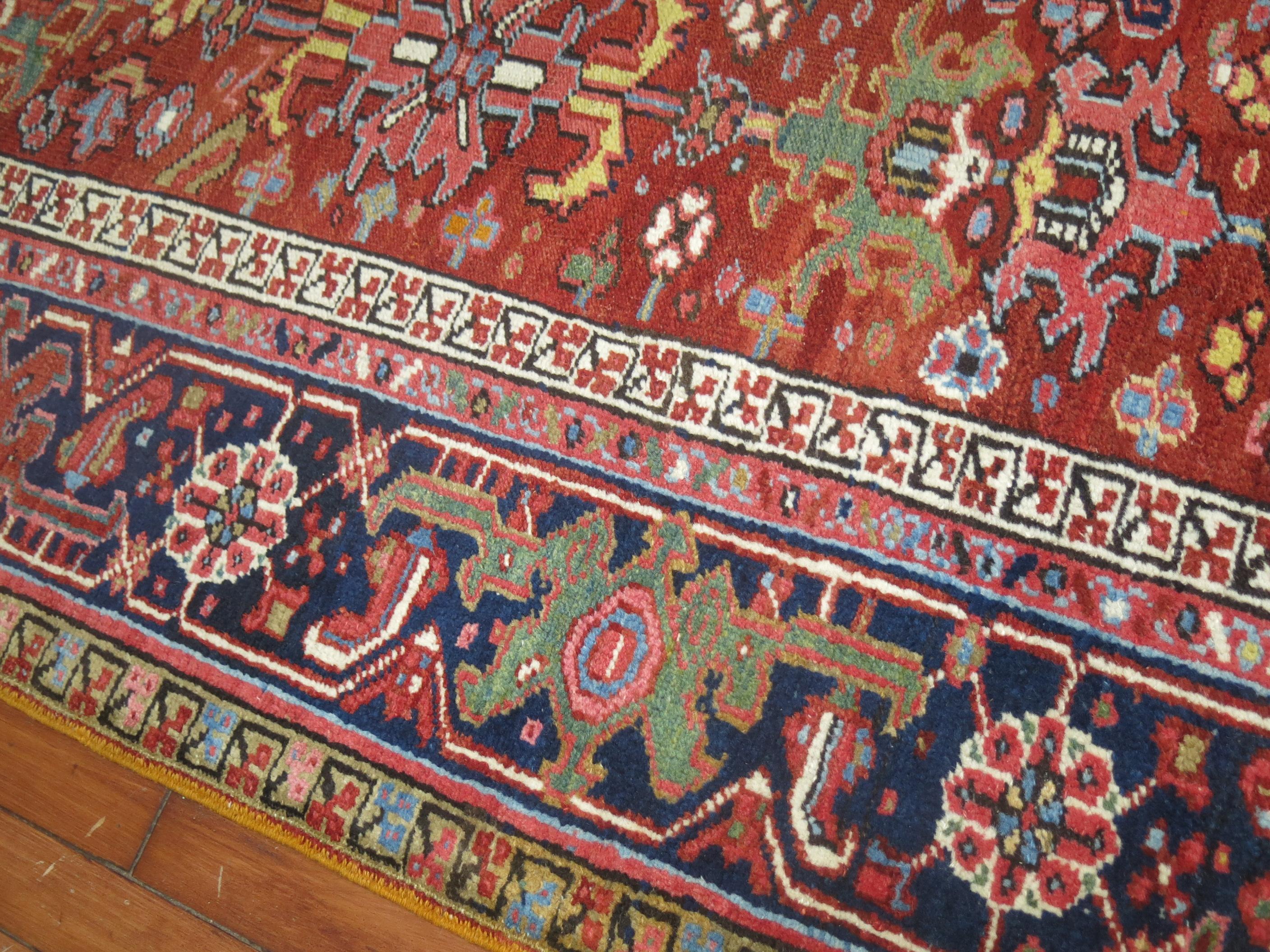 Hand-Woven Zabihi Collection Antique Persian Heriz Rug For Sale