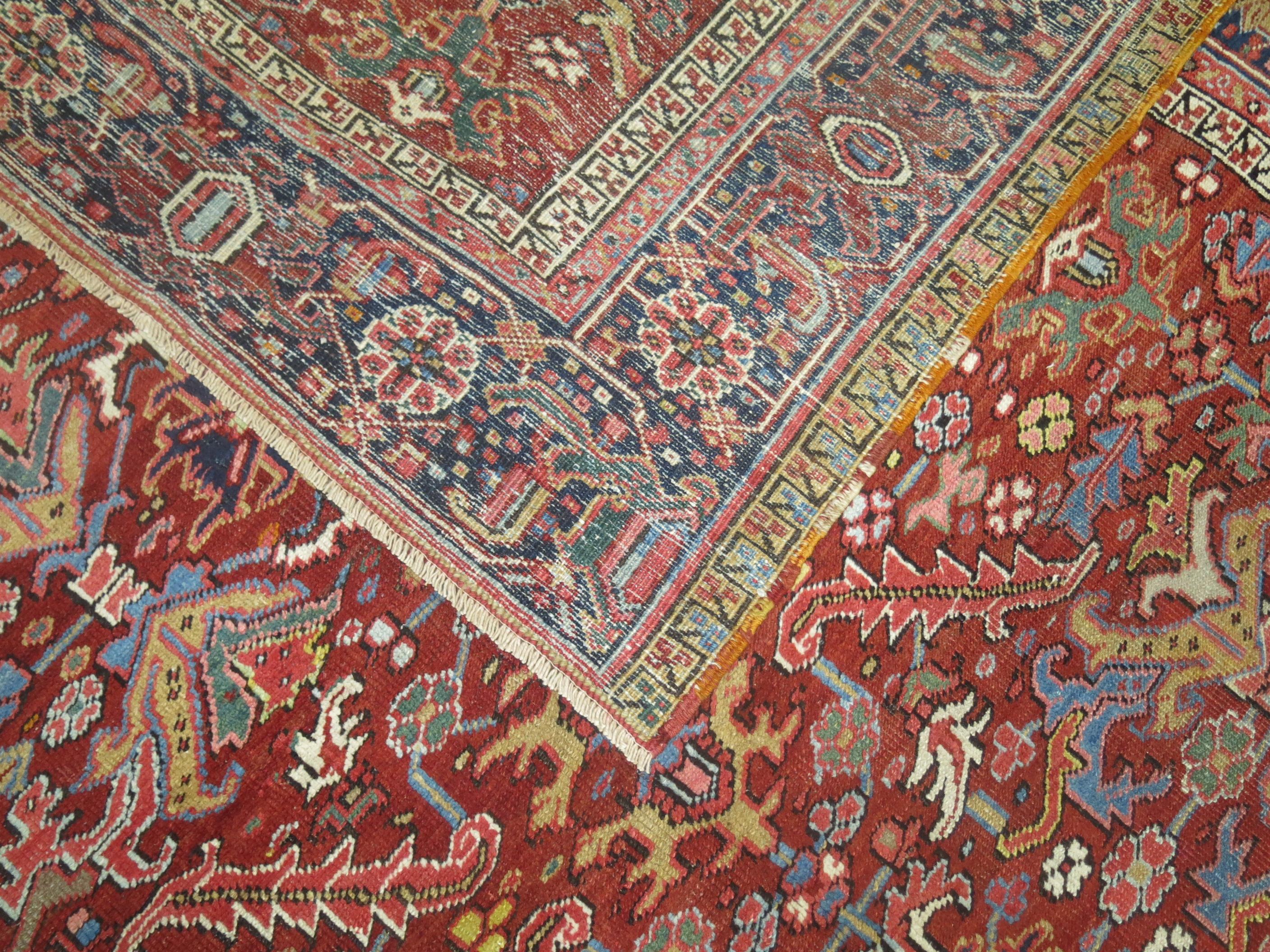 Zabihi Collection Antique Persian Heriz Rug In Good Condition For Sale In New York, NY