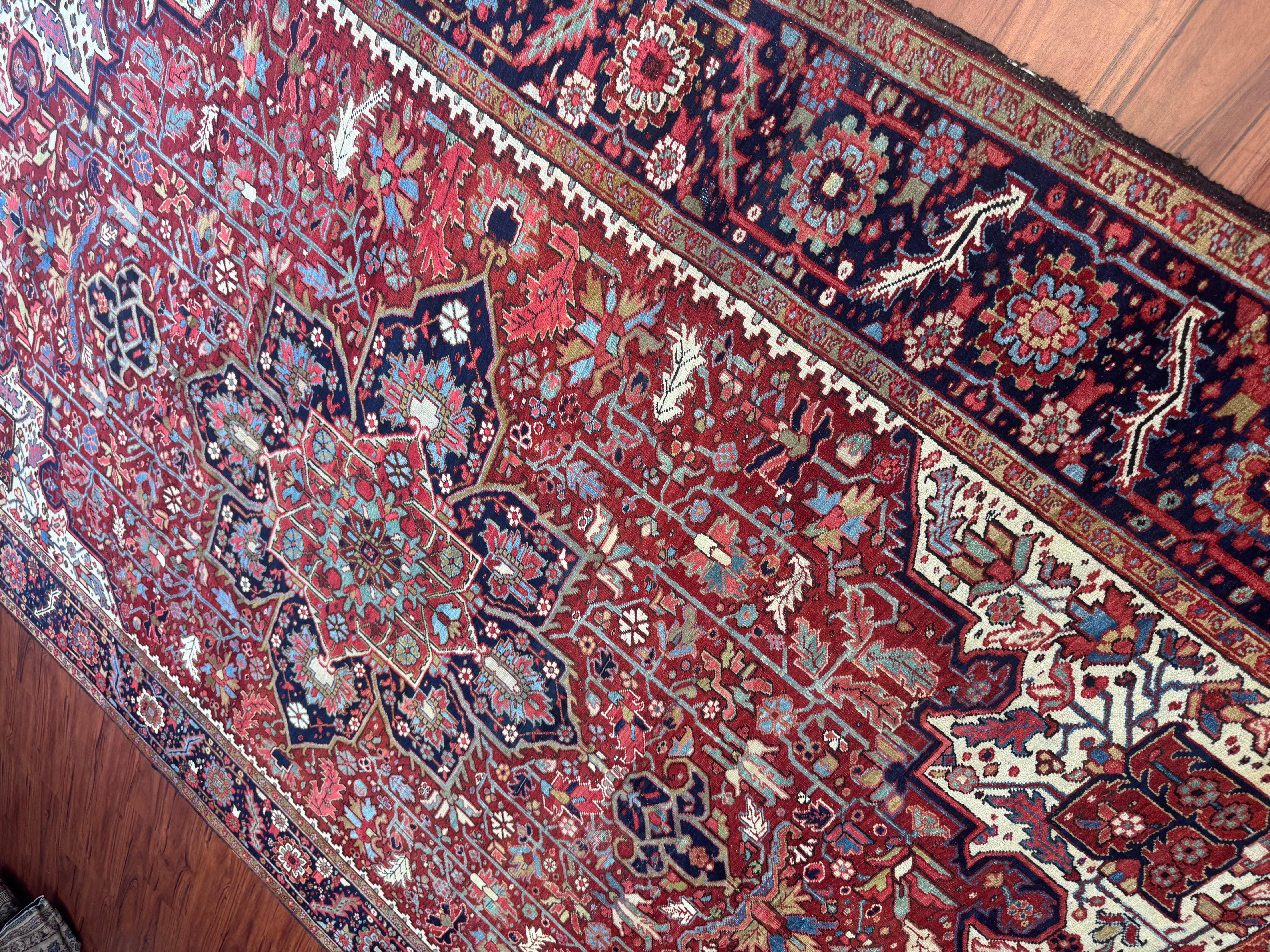 20th Century Antique Persian Heriz Rug For Sale