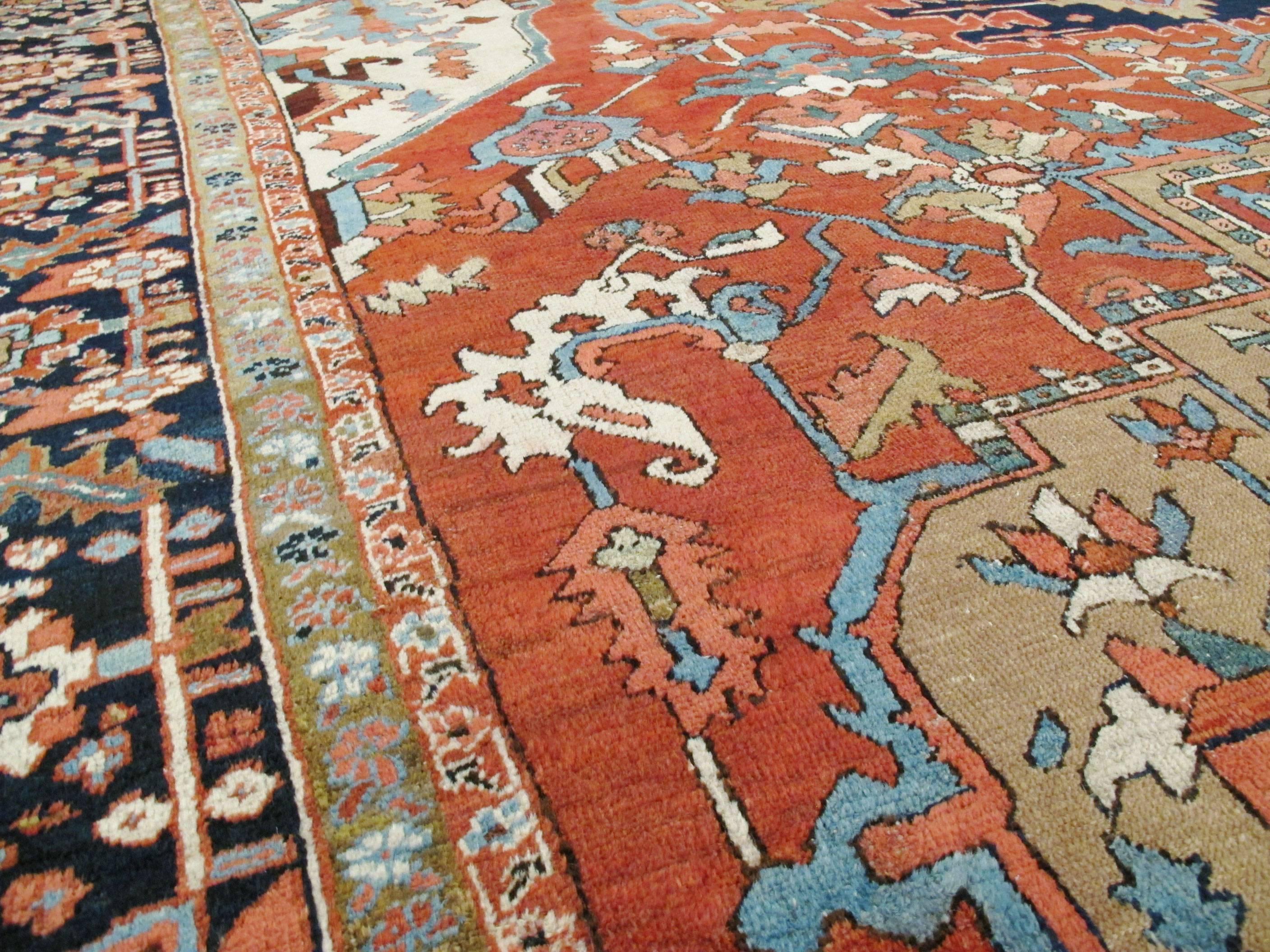 20th Century Antique Persian Heriz Rug