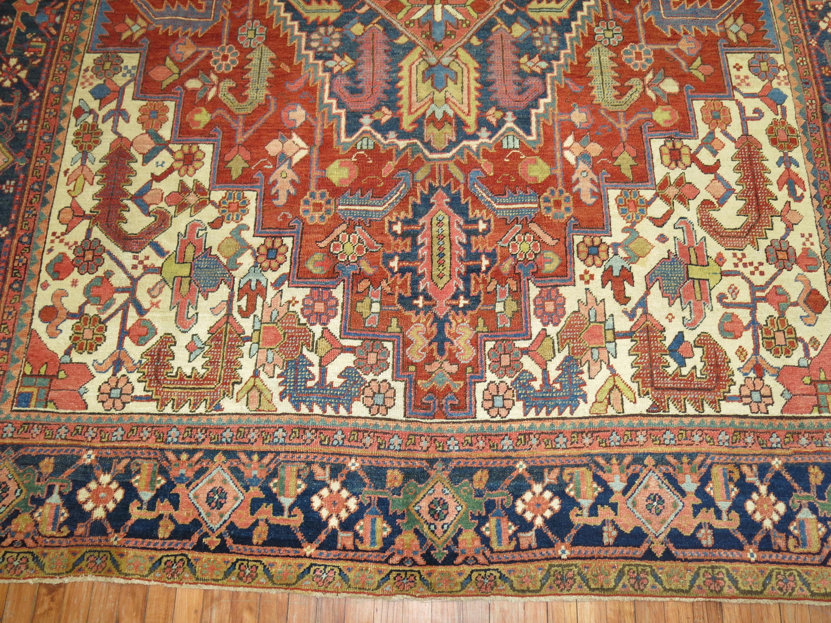 20th Century Traditional Antique Persian Heriz Rug
