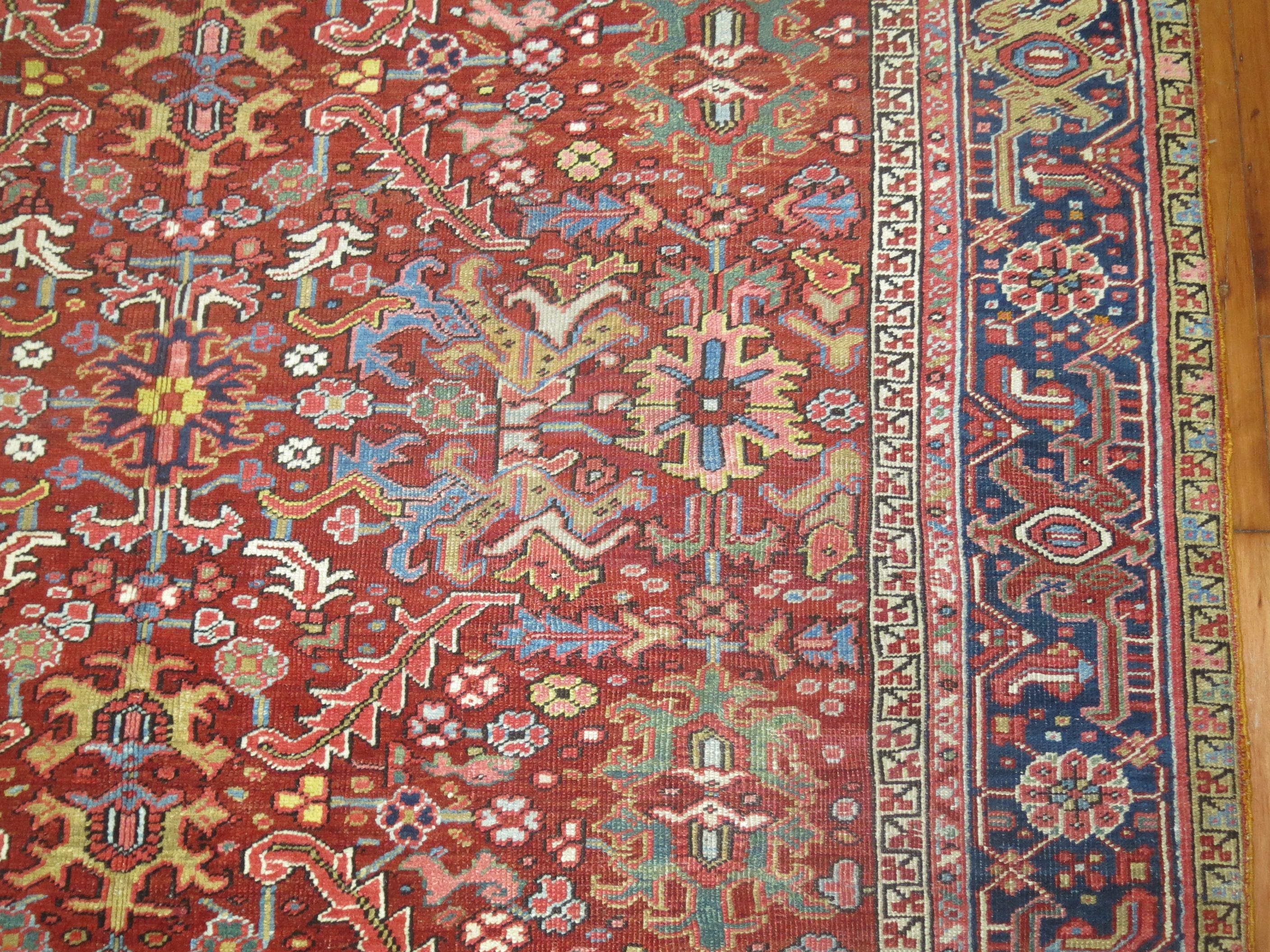 20th Century Zabihi Collection Antique Persian Heriz Rug For Sale