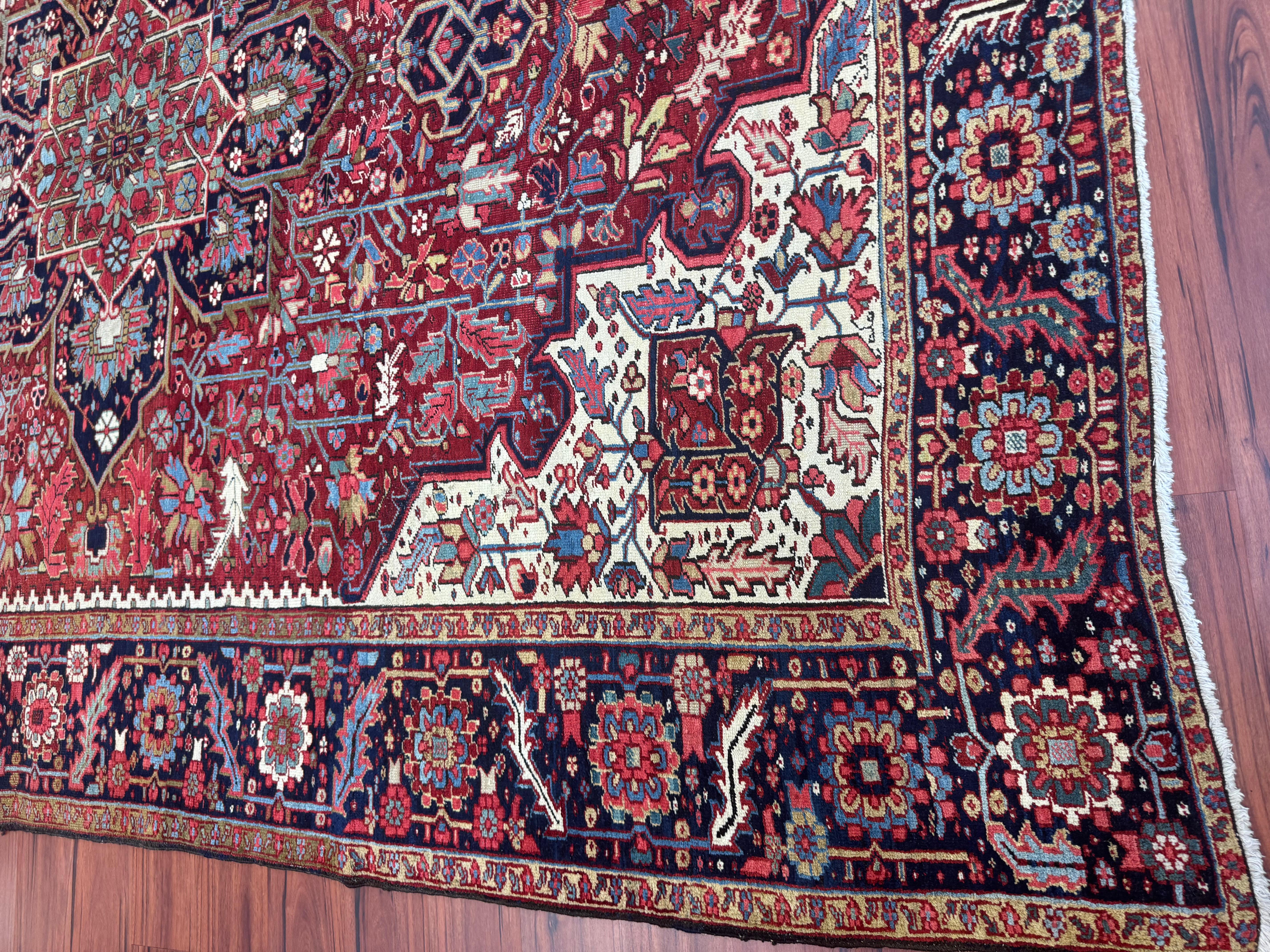 Wool Antique Persian Heriz Rug For Sale