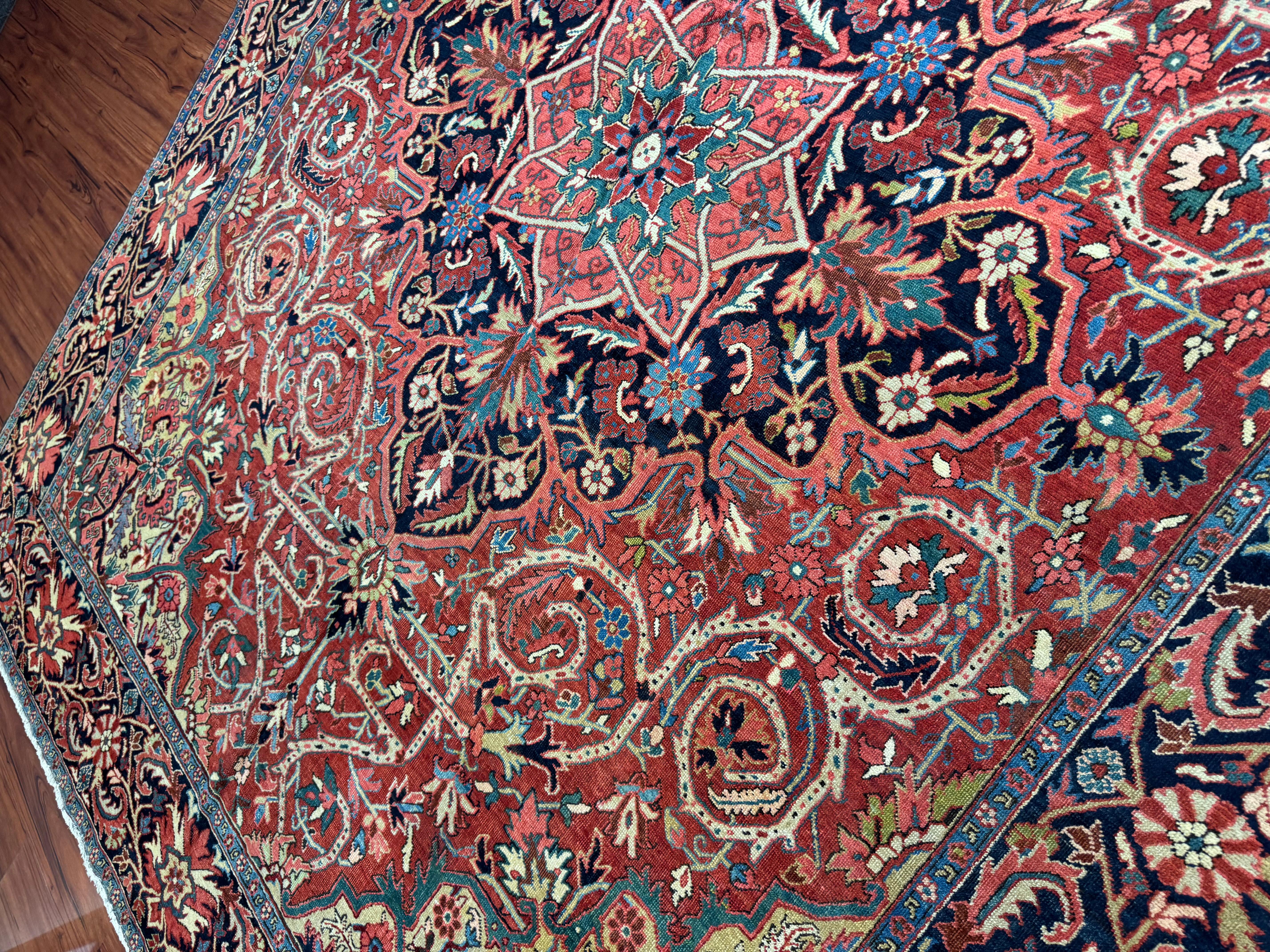 Wool Antique Persian Heriz Rug For Sale