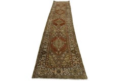 Antique Persian Heriz Rug Hand-Knotted Wool - Geometric Medallion, Earth Tones