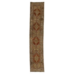 Antique Persian Heriz Rug Hand-Knotted Wool - Geometric Medallion, Earth Tones