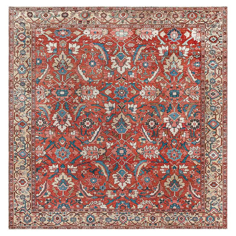 Doris Leslie Blau Collection Antique Persian Heriz Red Wool Rug For